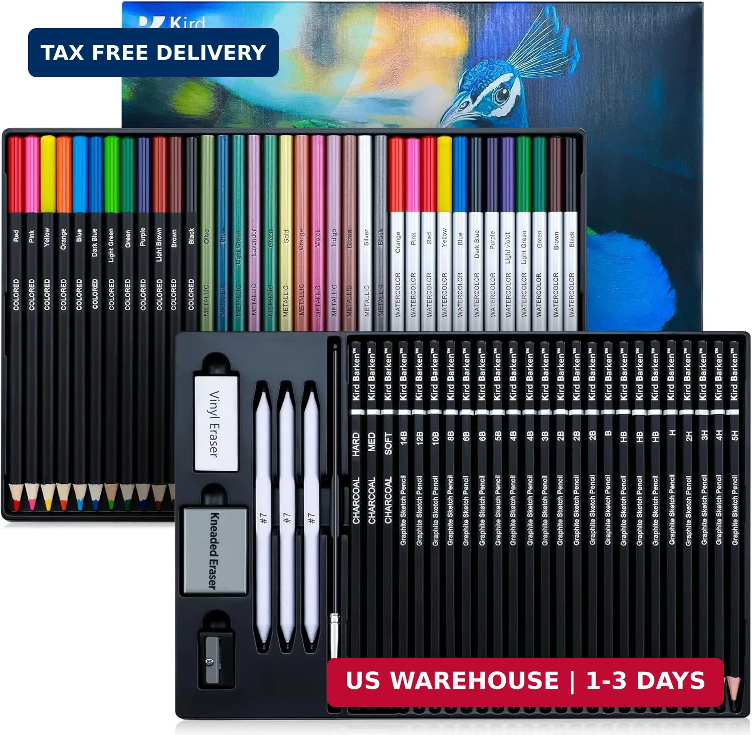 70 PCS Art Supply Drawing Set, Pro Art Supplies with Tutorial,Colored, Graphite,