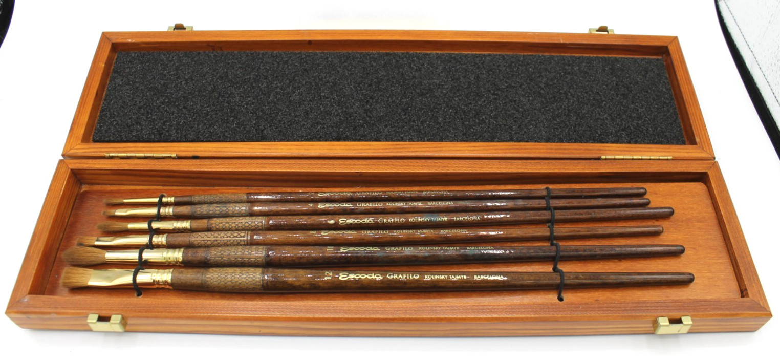 Escoda Reserva Kolinsky-Tajmyr Sable Brushes, Long Handle – Set of 6 – Great