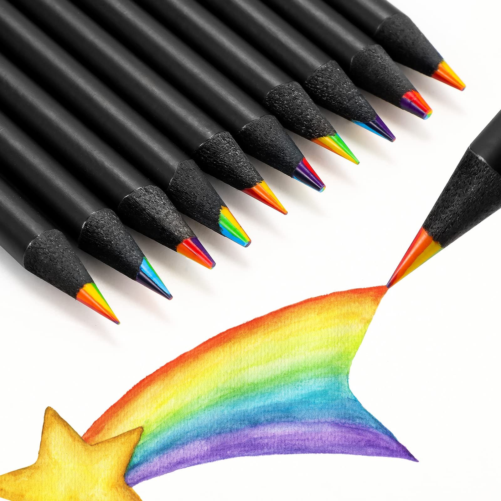 30 Pack 7-In-1 Rainbow Colored Pencils for Artists Students Sketching