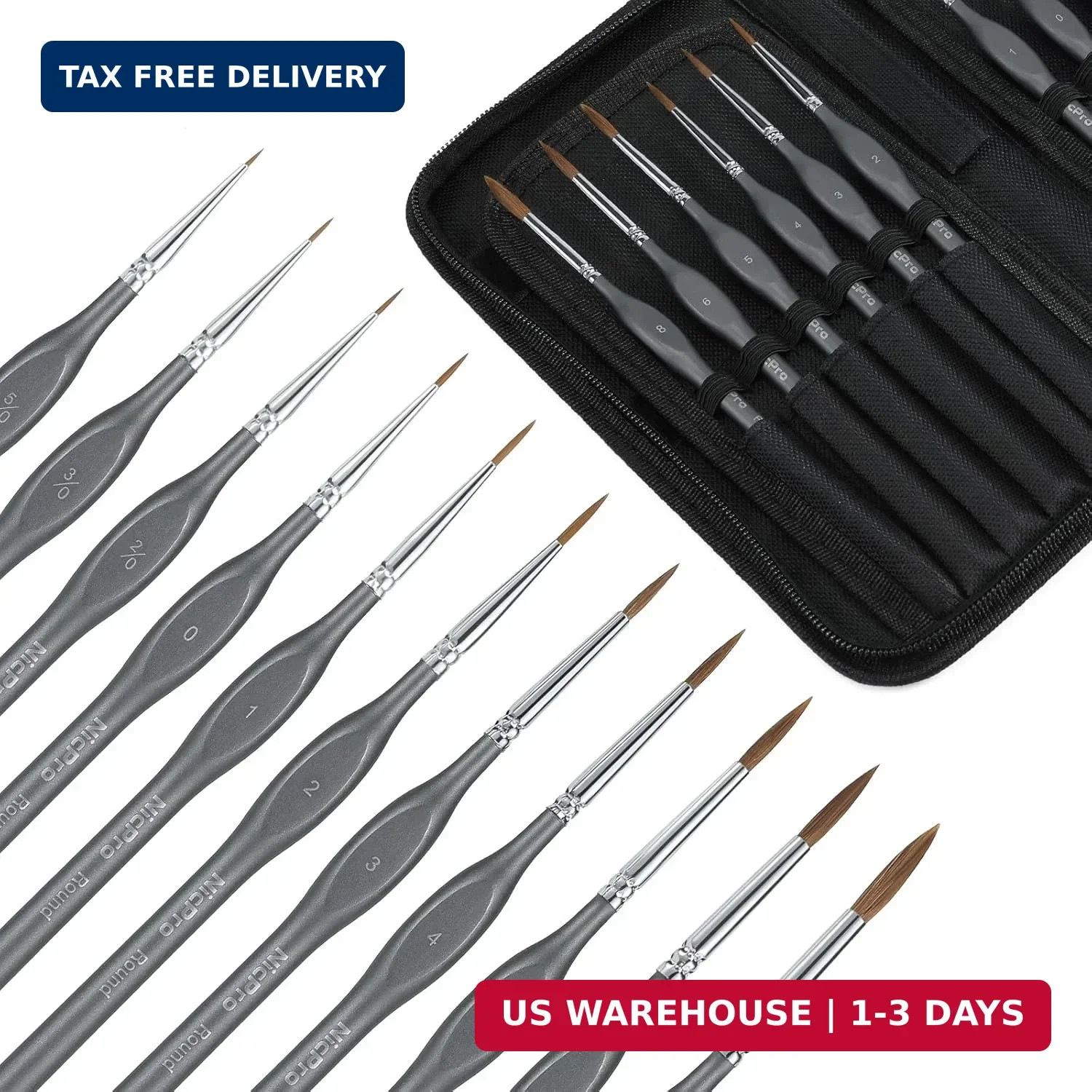 Nicpro Kolinsky Sable Miniature Paint Brushes, 11PCS Fine Detail Paint Brushes f