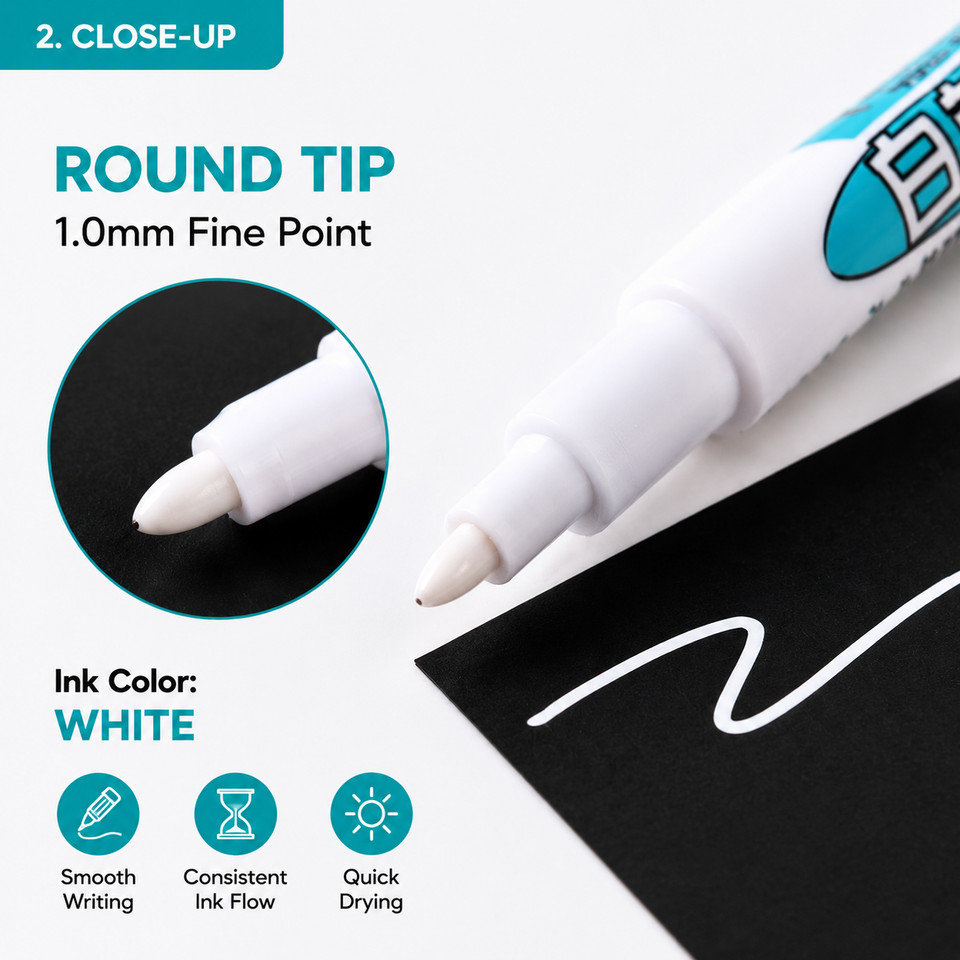 2x White Liquid Chalk Pen Marker For Glass Windows CRAFT Plastic Pens UK SELLER