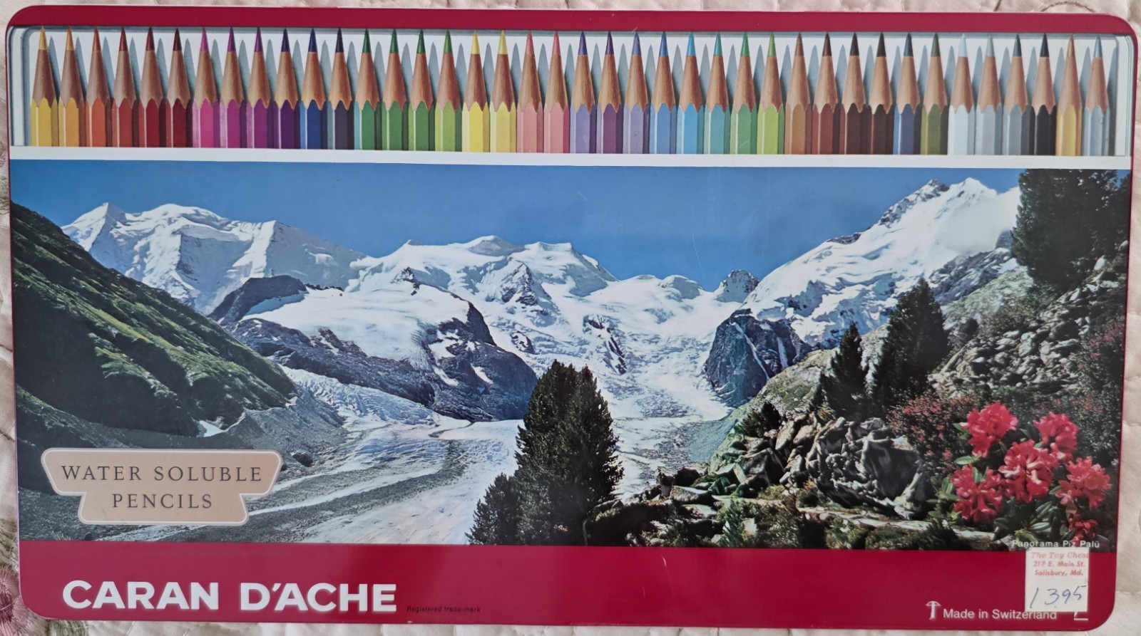 Vintage Caran D’Ache Tin of 40 Water Soluble Colored Pencils Complete