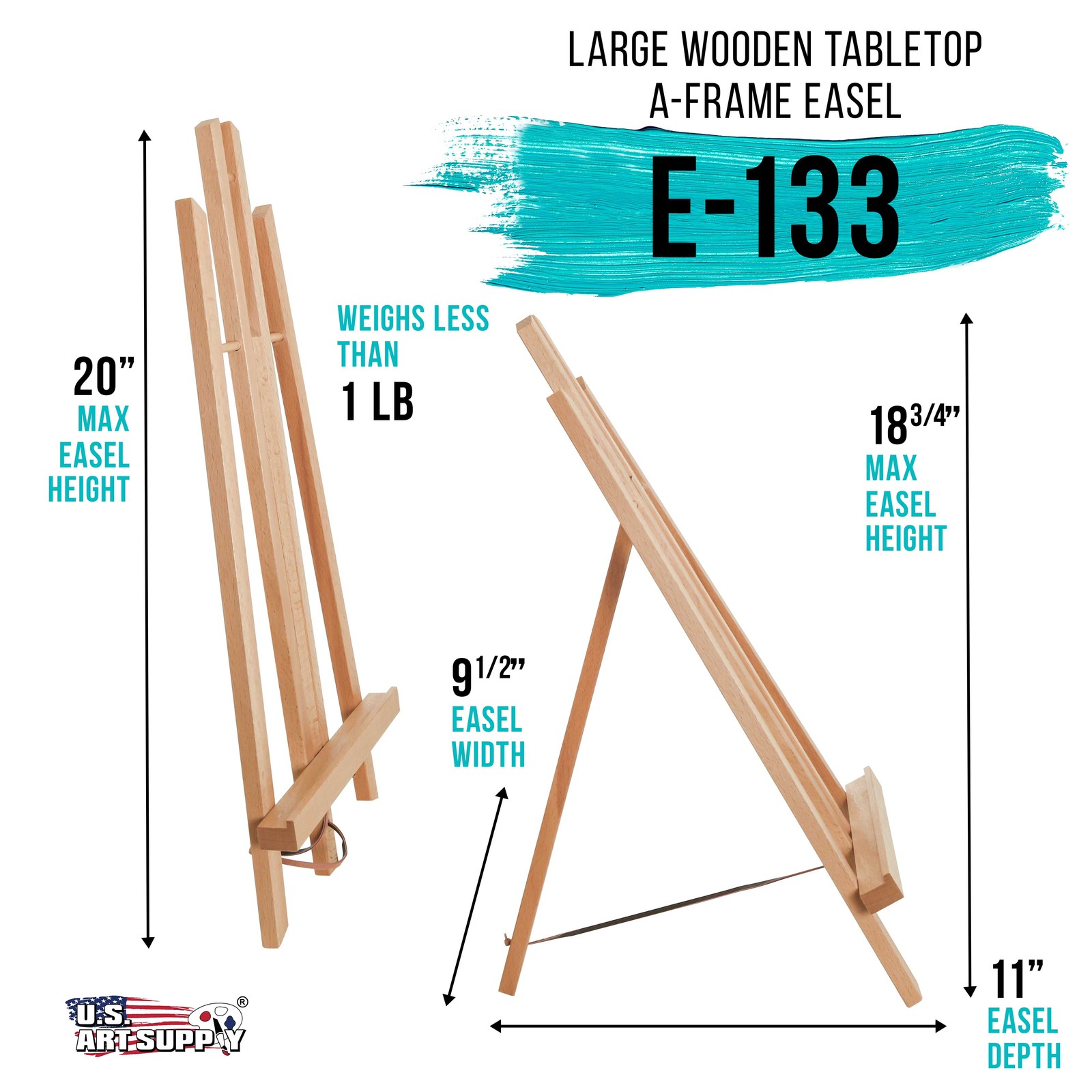 18″ Large Tabletop Wood Display Stand A-Frame Artist Easel, Beechwood Tripod