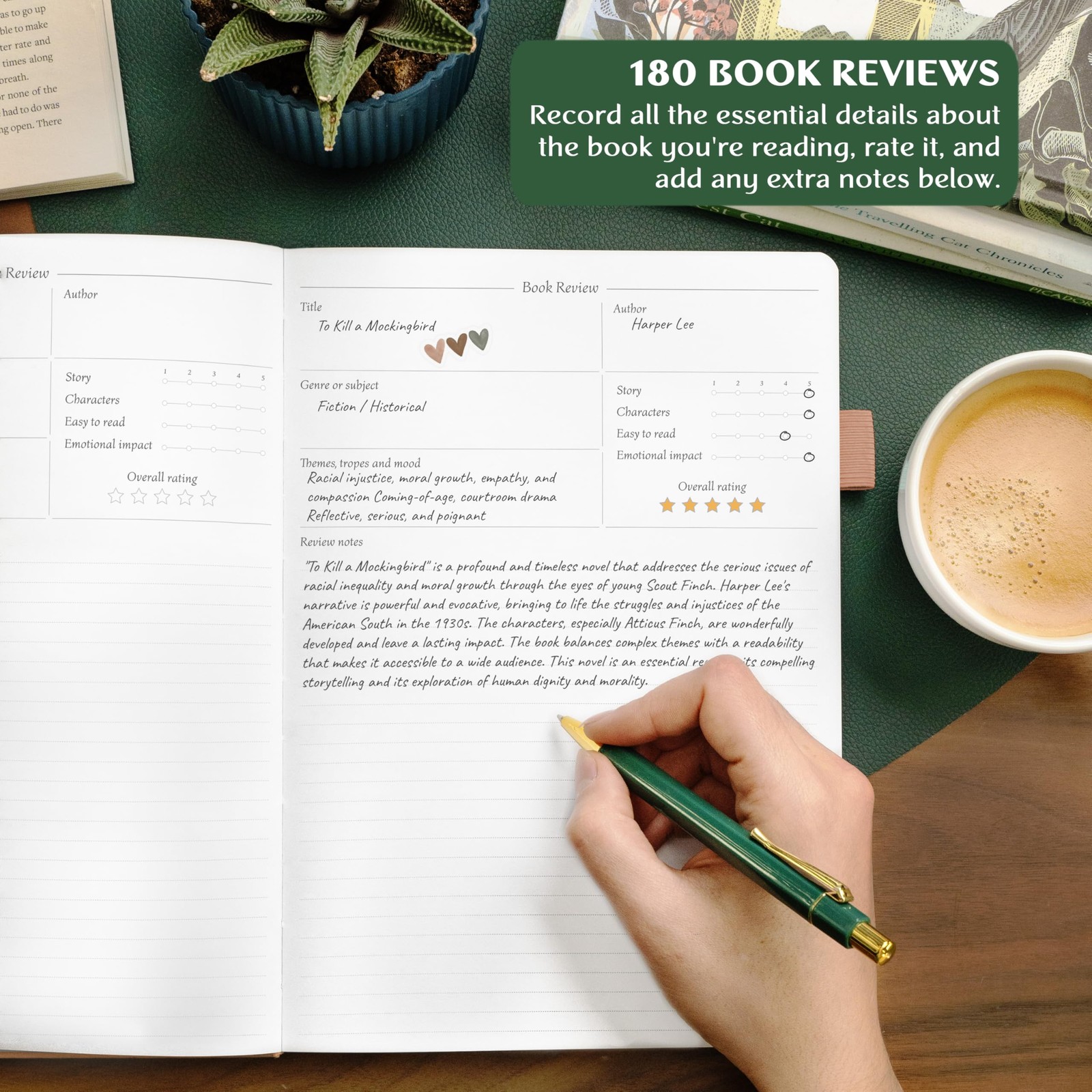 Rose Gold Legend Reading Journal Book Lovers Log Tracker 180 Reviews