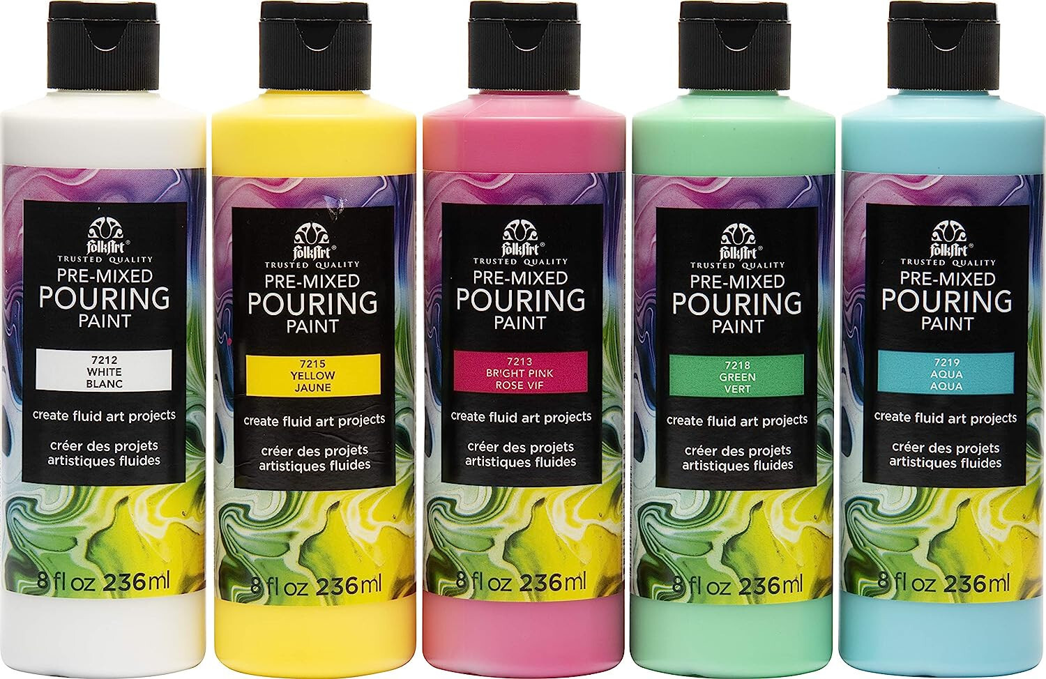 Plaid FolkArt Pre-Mixed Pouring Paint Set of 5 – 8 fl oz each