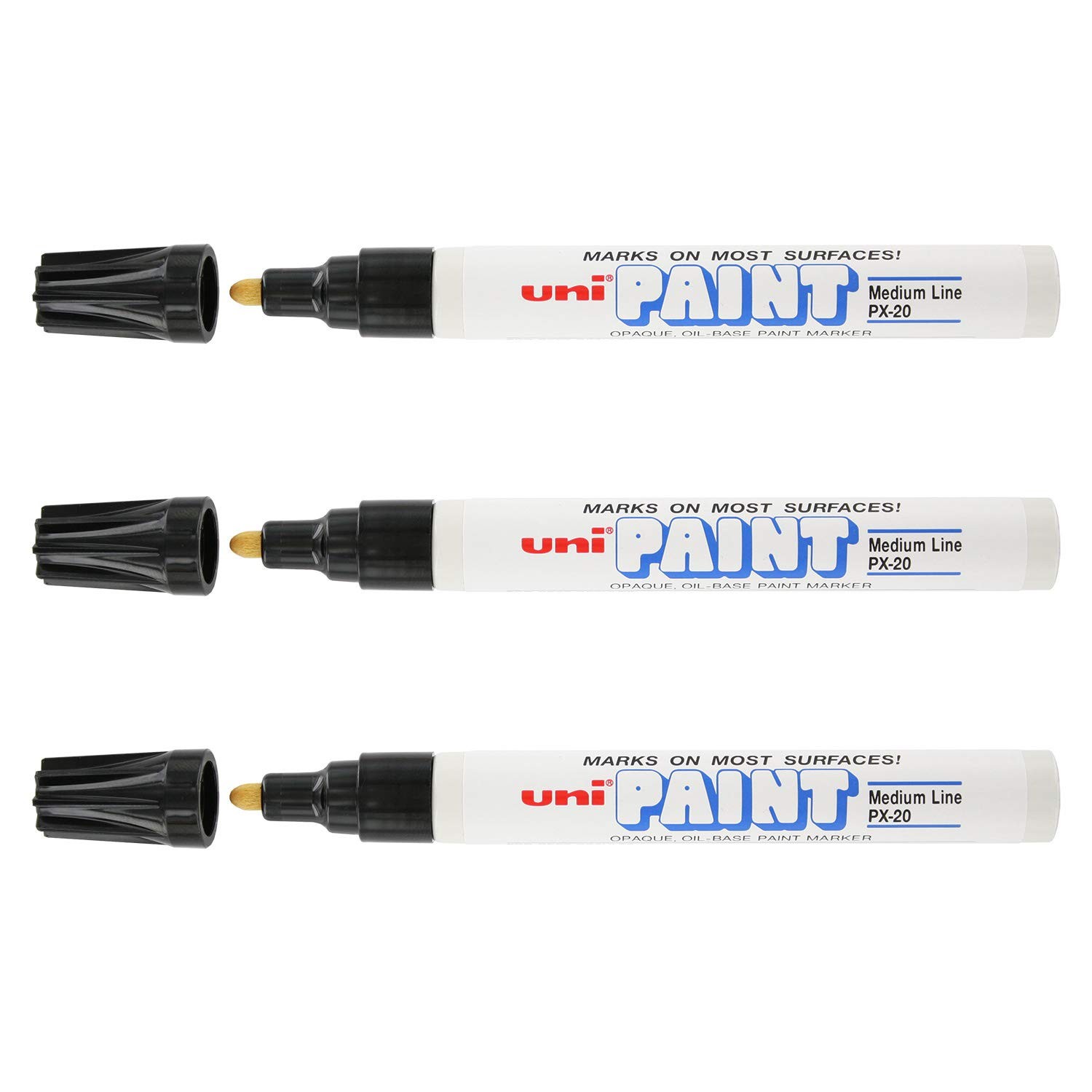 Uni-Paint Marker Medium Point Black Pack Of 3 PX – 1 Count (Pack of 3),