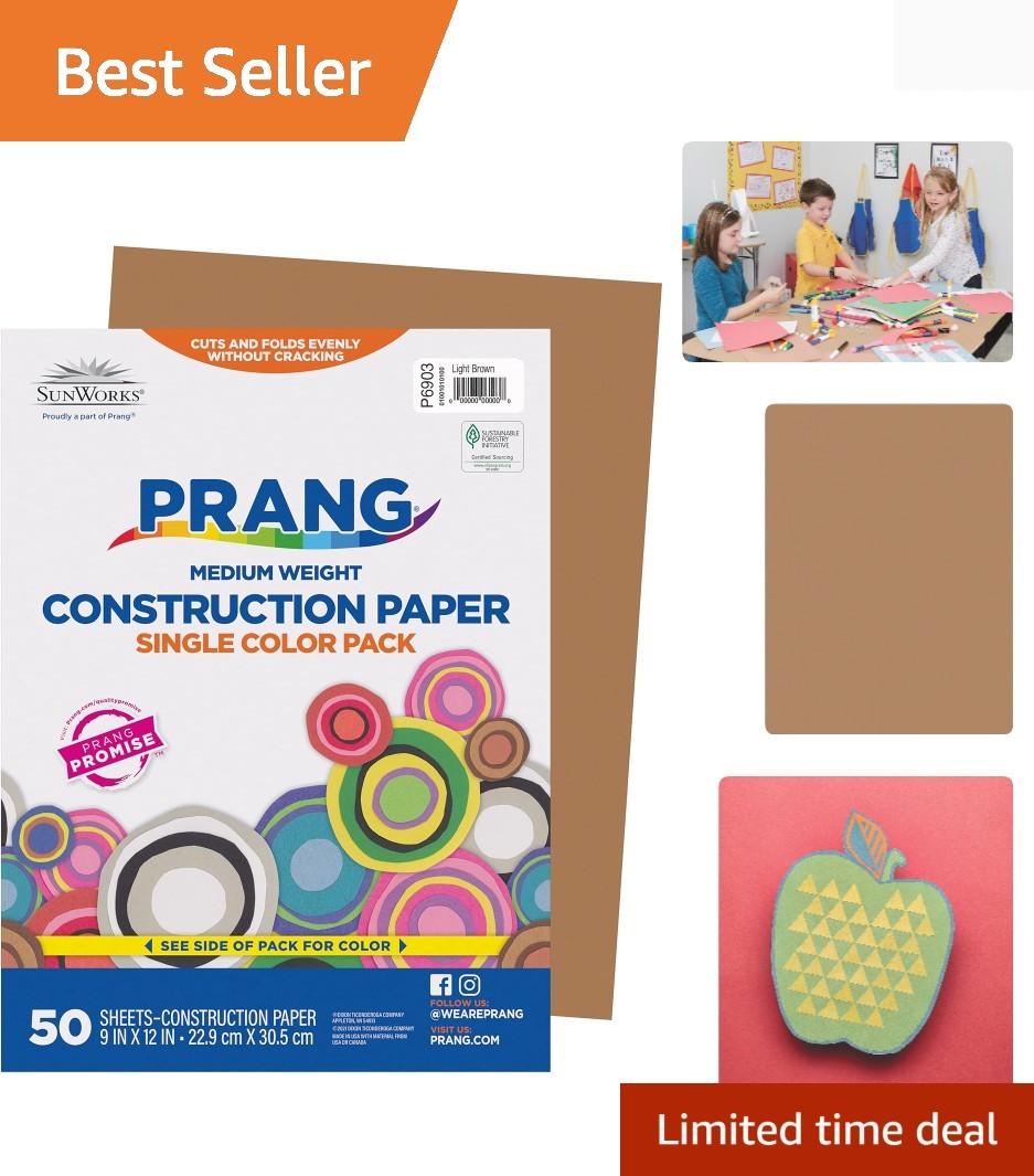 50 Sheets Light Brown Construction Paper 9″ x 12″ – Perfect for Arts & Crafts