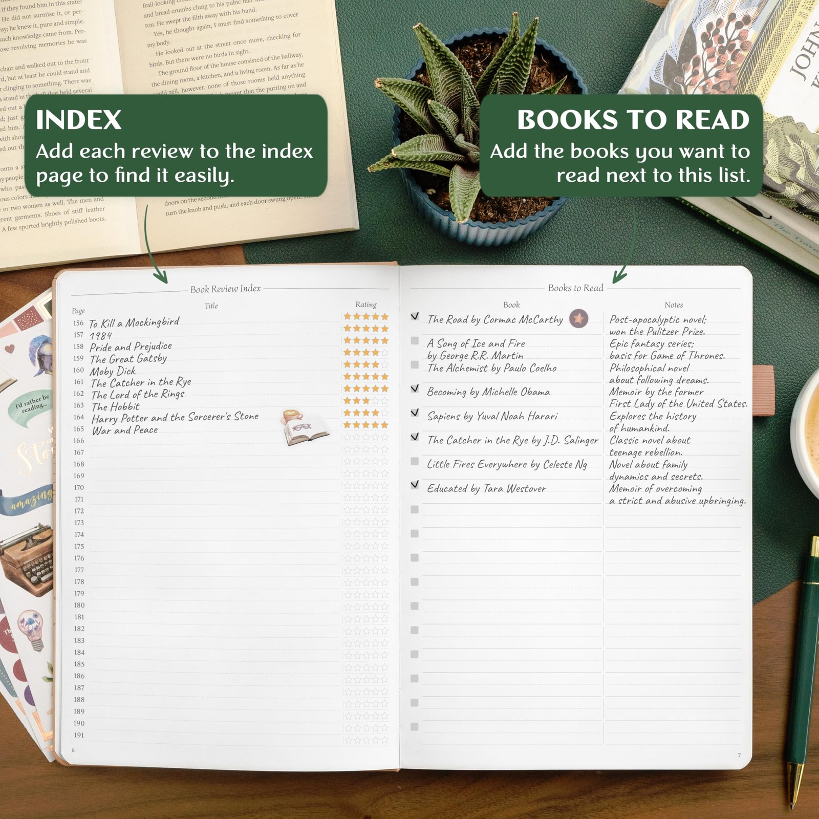Rose Gold Legend Reading Journal Book Lovers Log Tracker 180 Reviews