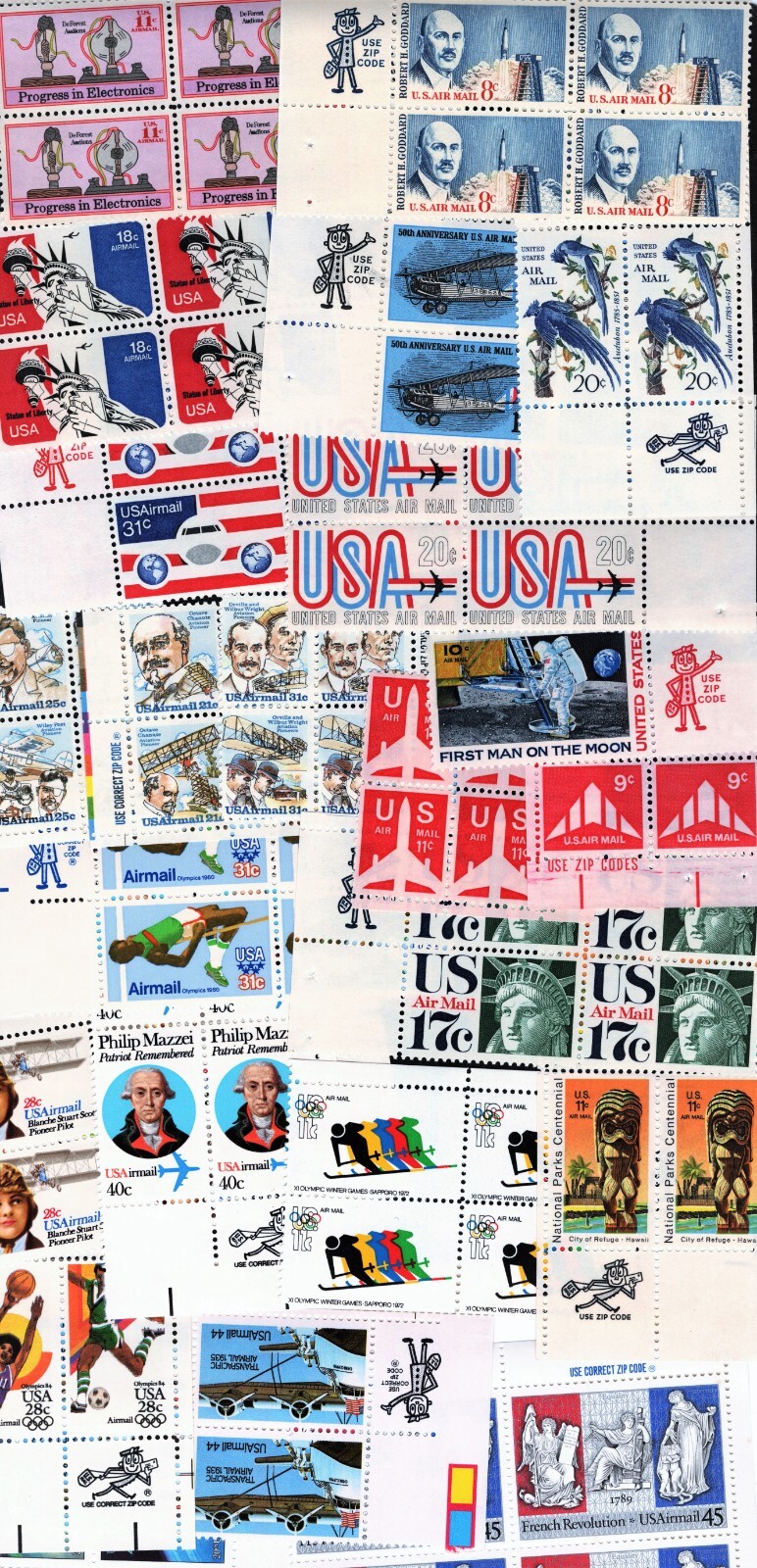 AIRMAIL Zip, Mail Early & USPS Blocks! – Choose from ALL YEARS! MNH US Stamps!