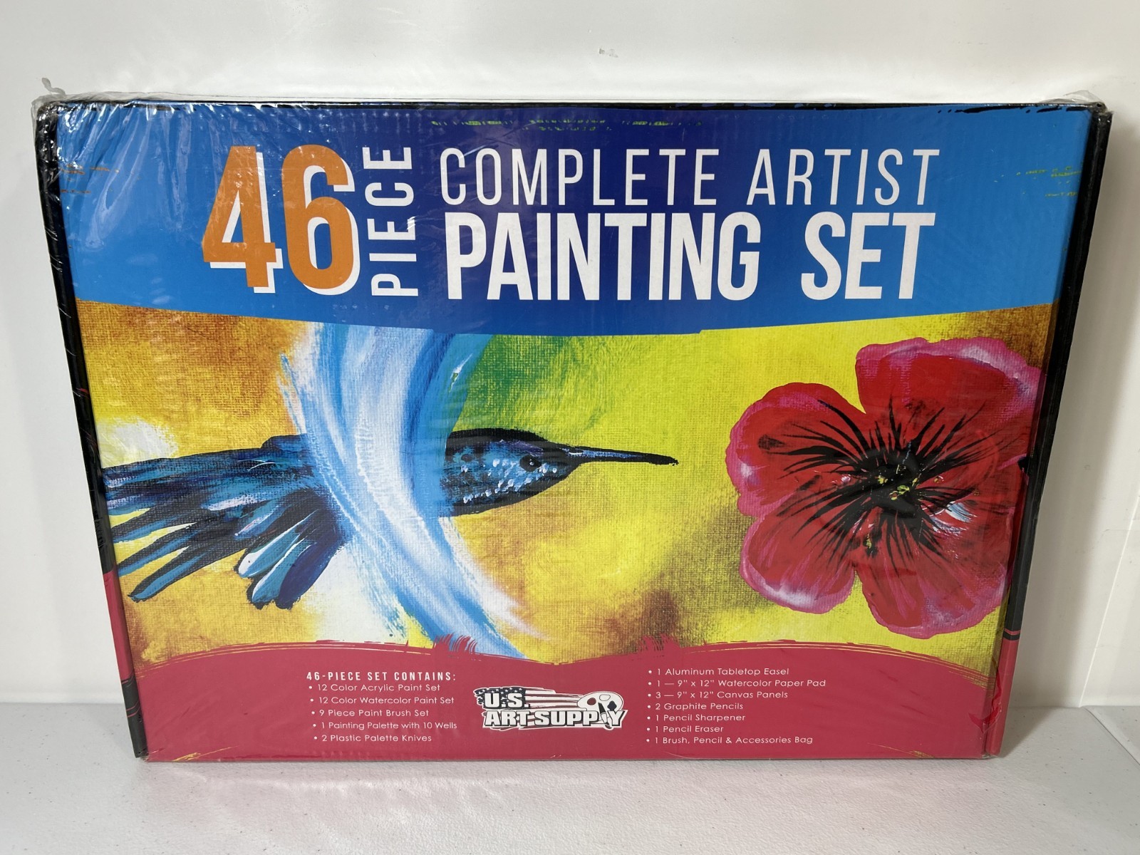 U.S. Art Supply 46-Piece Complete Artist Acrylic Watercolor Painting Set NEW