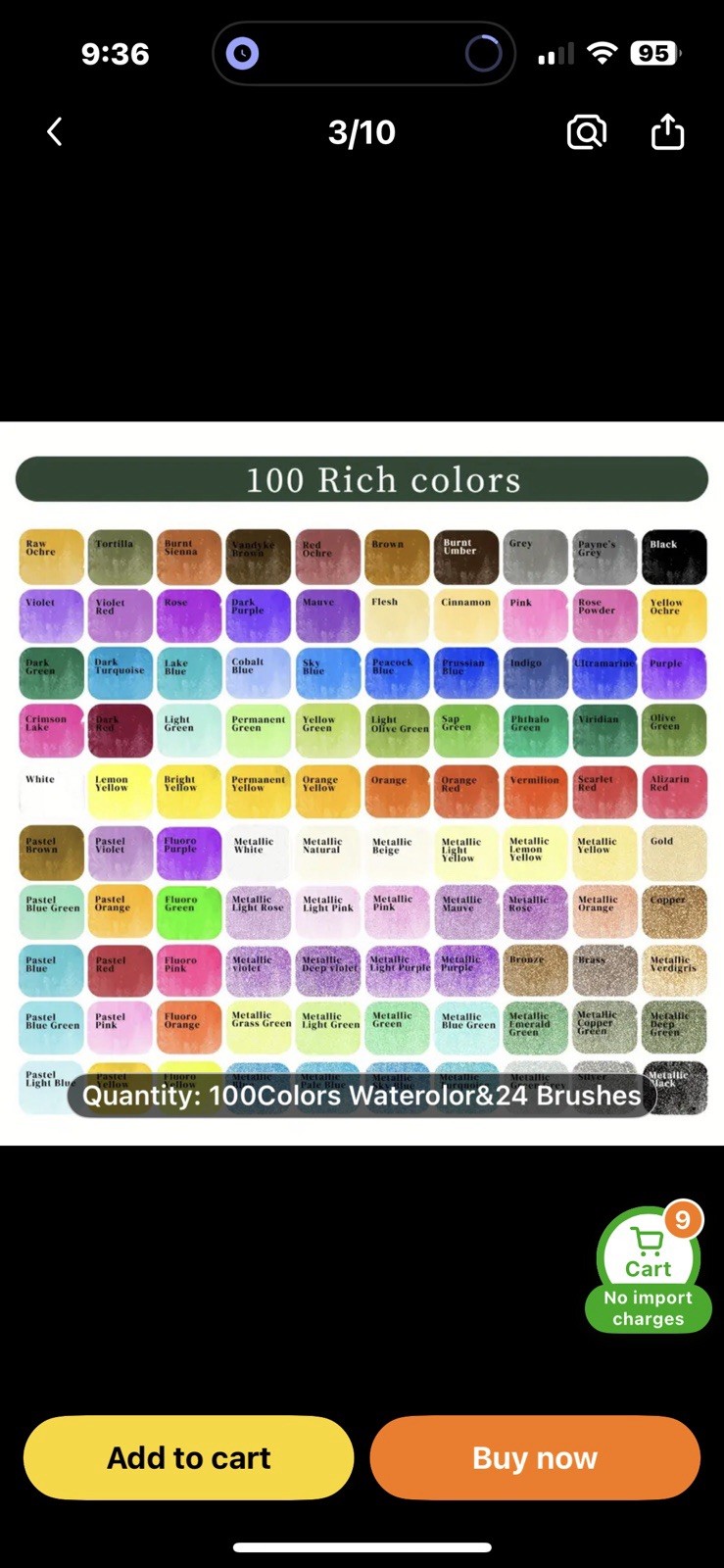 100 Watercolor & 24 Brushes NEW Shipping Included