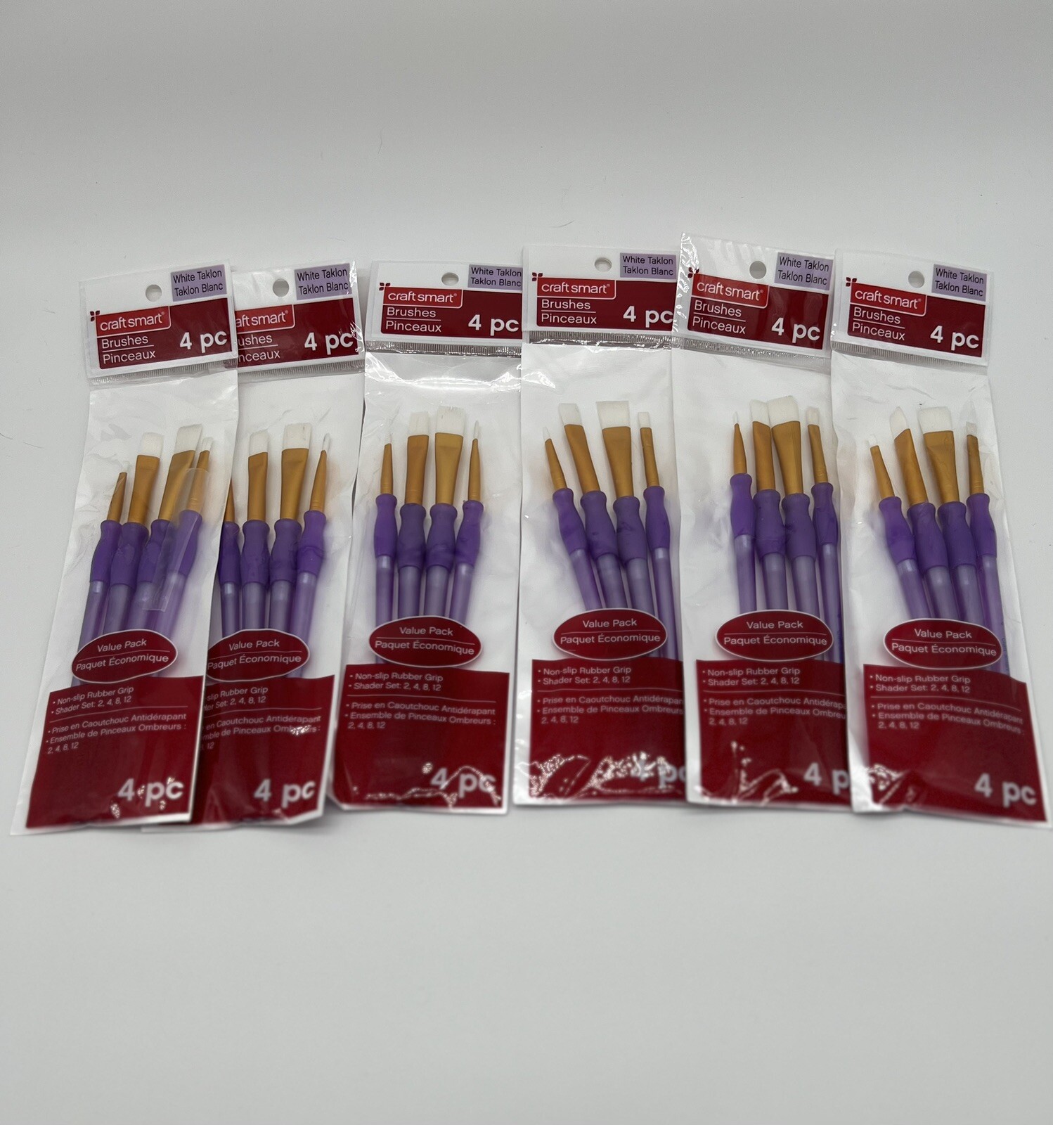 NEW Craft Smart White Taklon 6 Packs: 4 Count (24 Total) Variety Brushes