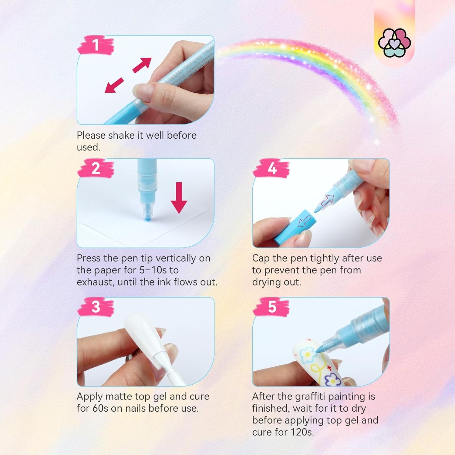 Saviland 12 Color Nail Art Pens Set 3D