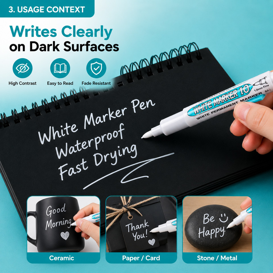 2x White Liquid Chalk Pen Marker For Glass Windows CRAFT Plastic Pens UK SELLER