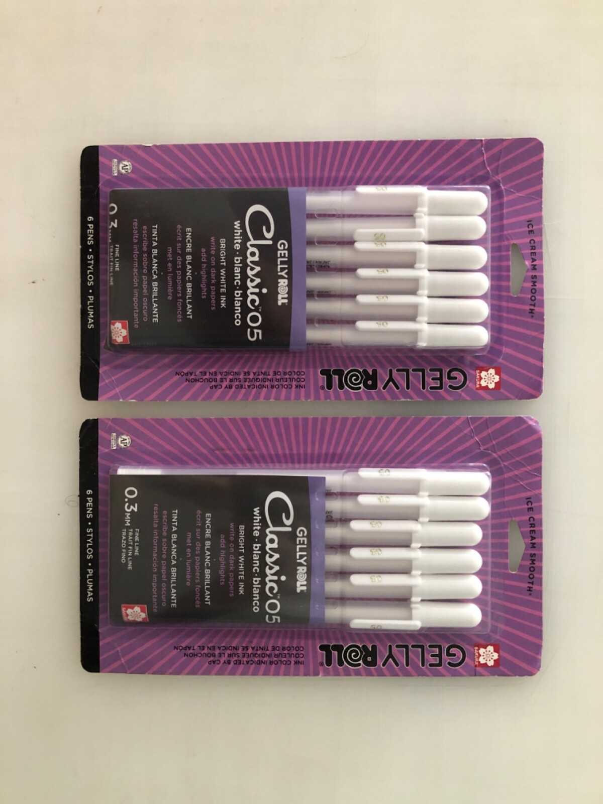 Lot (4) Sakura Gelly Roll Classic 1.0 & 0.5 Gel Pen White (24 pens total)