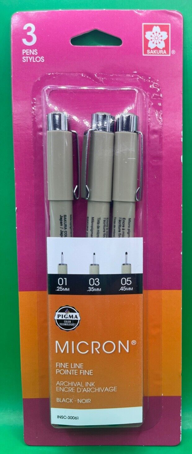 Pigma Micron Pens Assorted 3/Pkg-Black