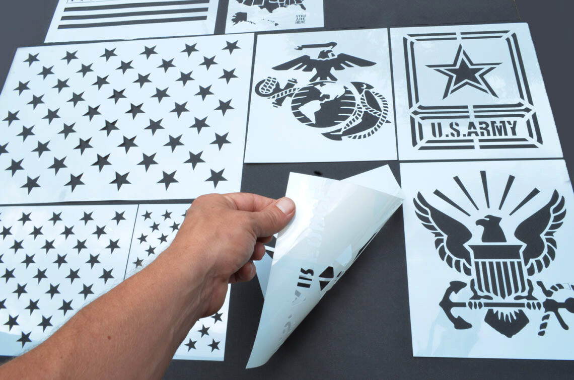 12 PACK American Patriot Stencils Marines Army Navy Flags 1776 50 Stars Gadsden