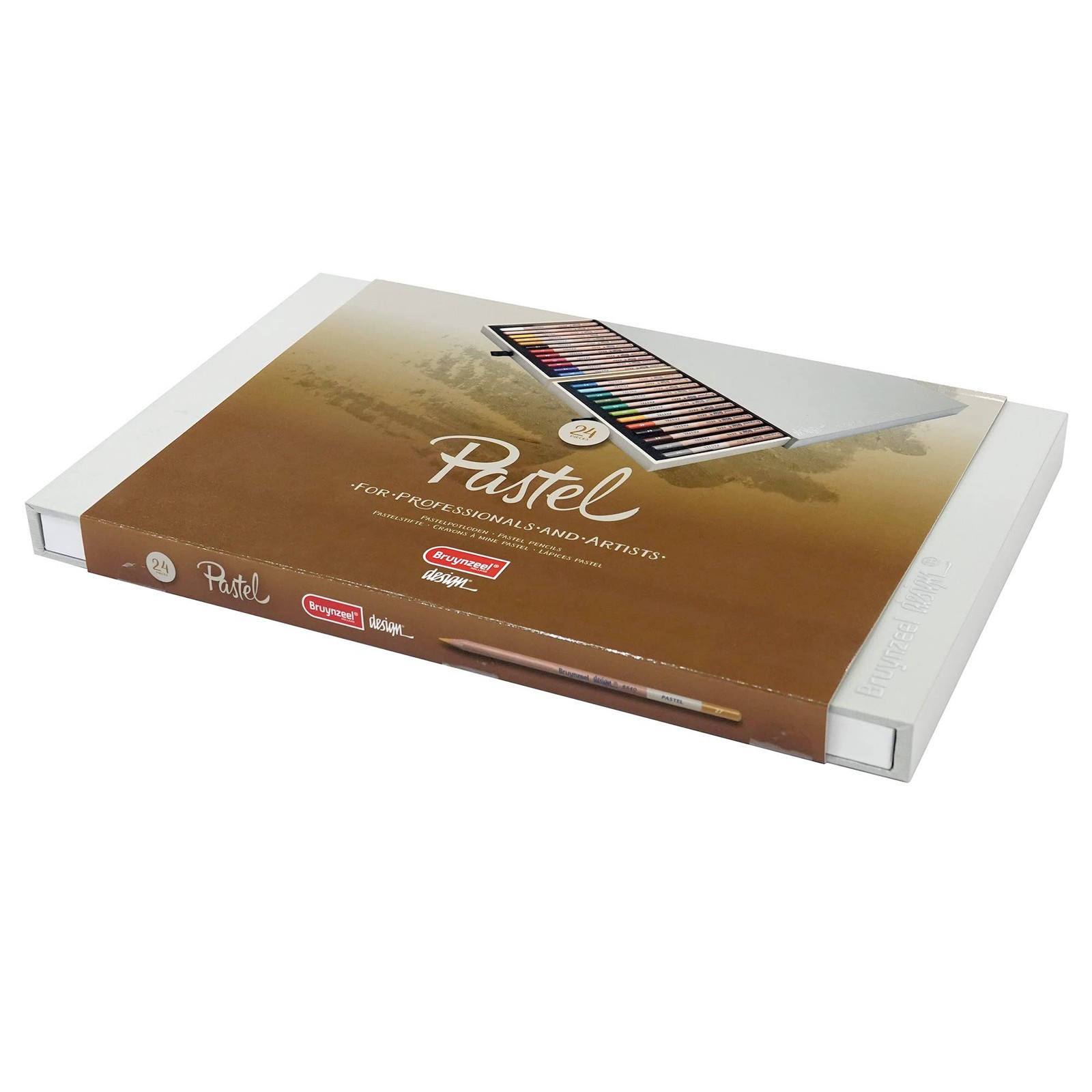 Artist Pastel Pencils Set of 24 with 3.8mm Lead in Wooden Case – High Quality
