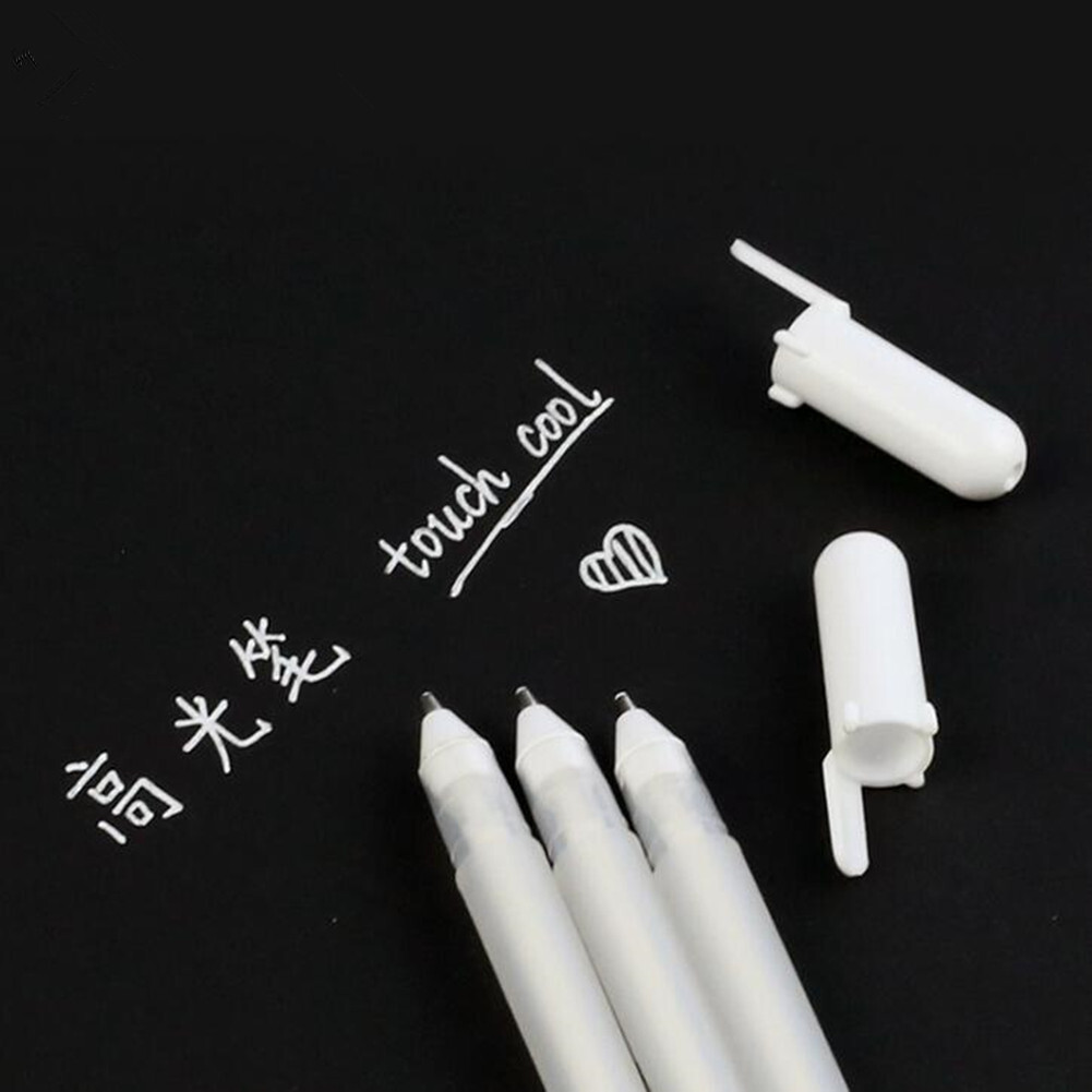 3Pack 0.8mm Fine F Tip White Gel Ink Marker Pen Drawing Art Sketching Painting