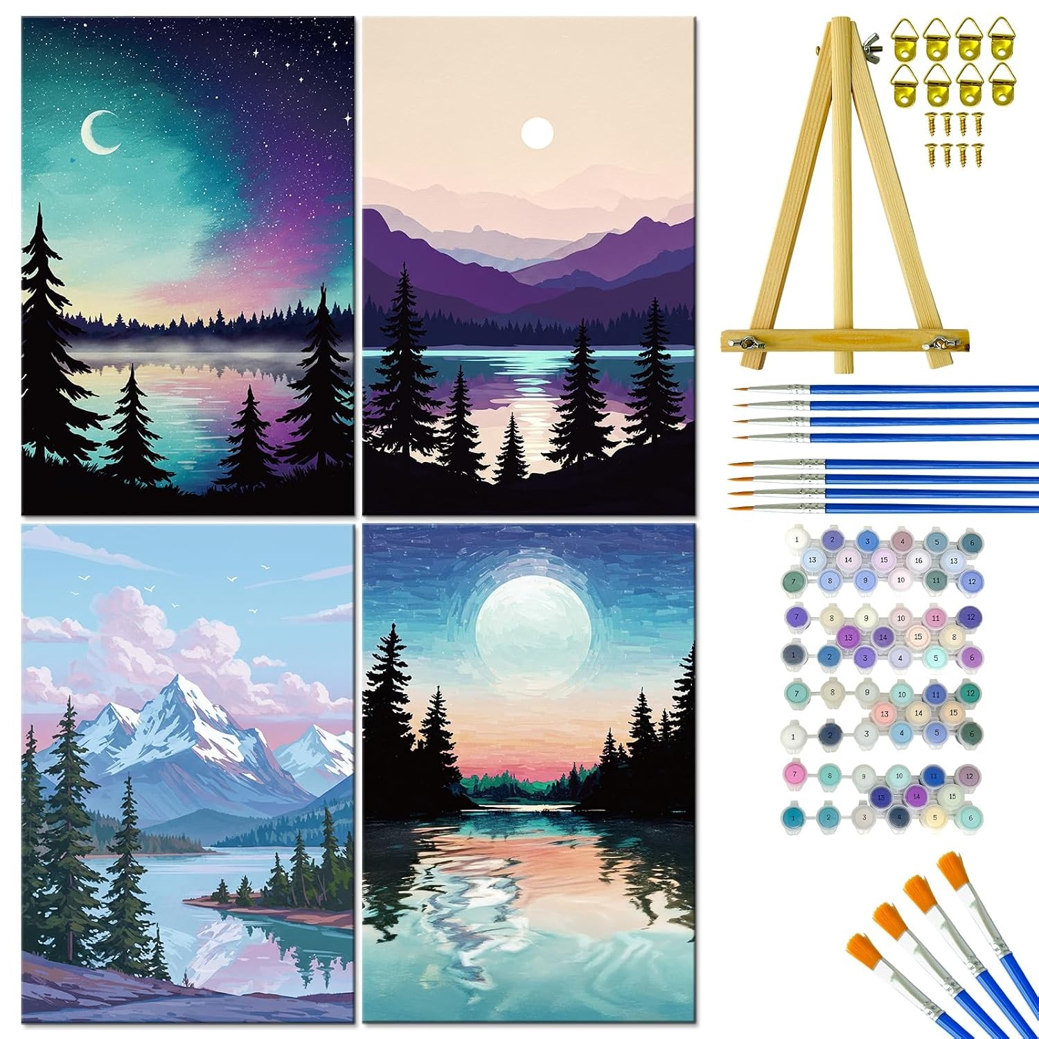 Framed Paint by Numbers Kit for Adults Beginner Landscape Home Decor