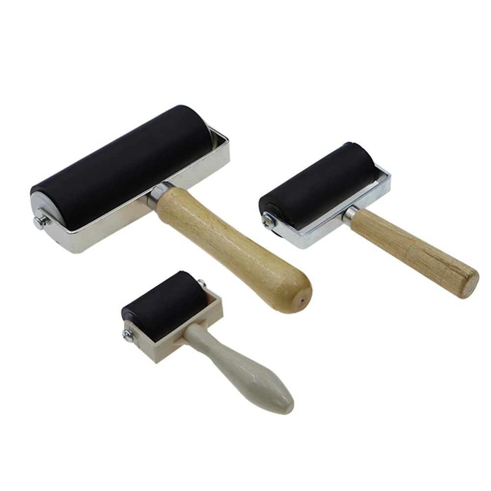 3 Pack Rubber Roller – Brayer Rollers with 3 Size for Crafting Black