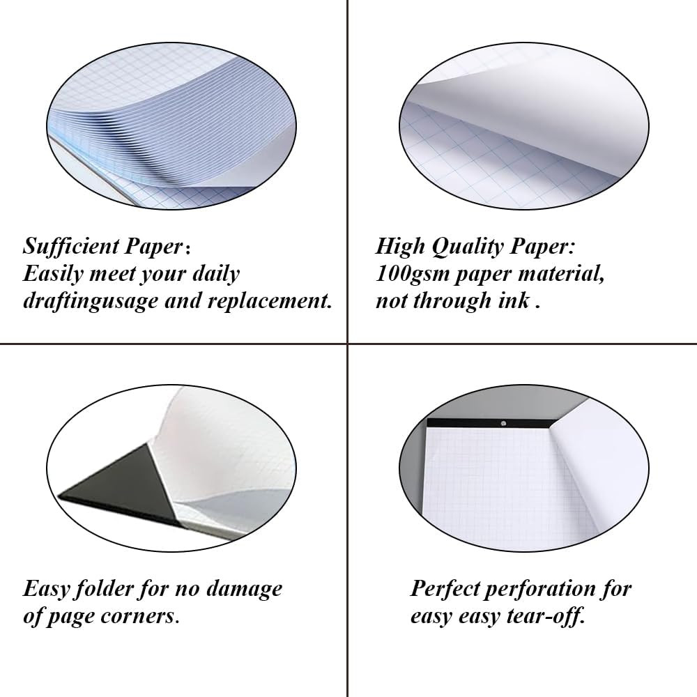 Large Engineering Graph Paper – 22″ X 17″ Grid Paper, 50 Sheets/100 Pages, 4″X4″