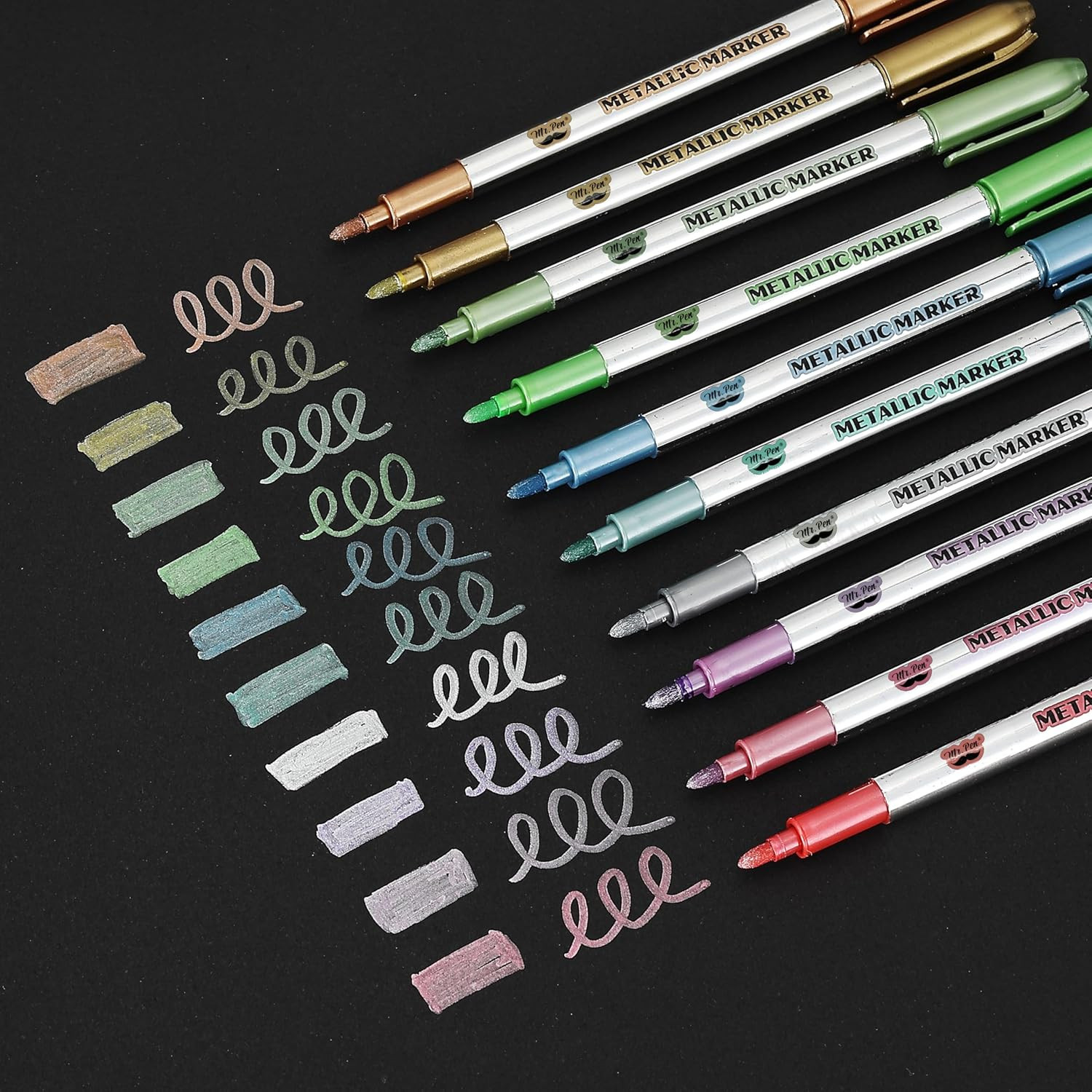– Metallic Paint Markers, 10 Colors, Metallic Markers for Black Paper Pens to Wr