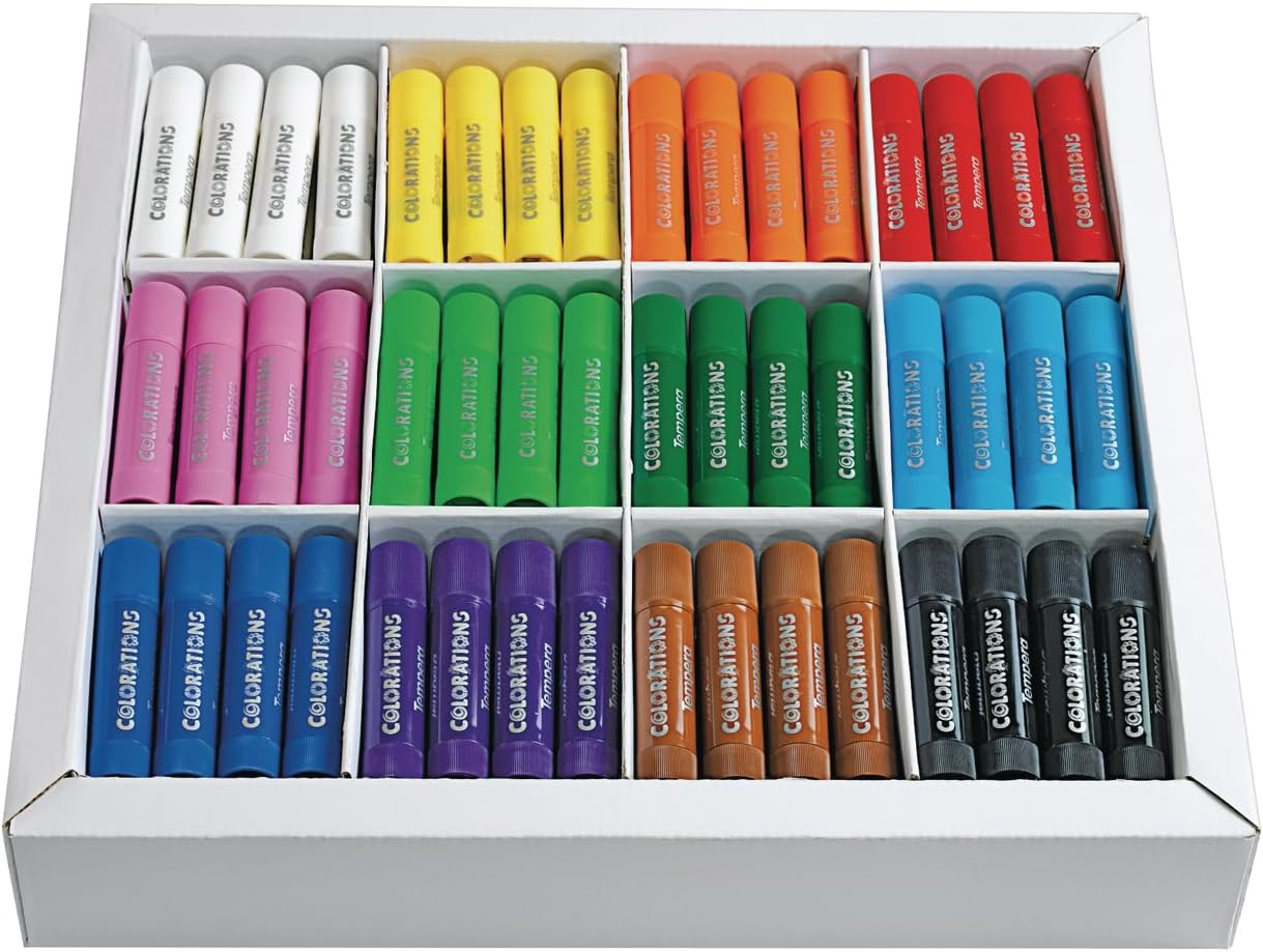 Tempera Paint Sticks, 144 Pcs, 12 Colors, Non-Toxic, Mess-Free Art Supplies for