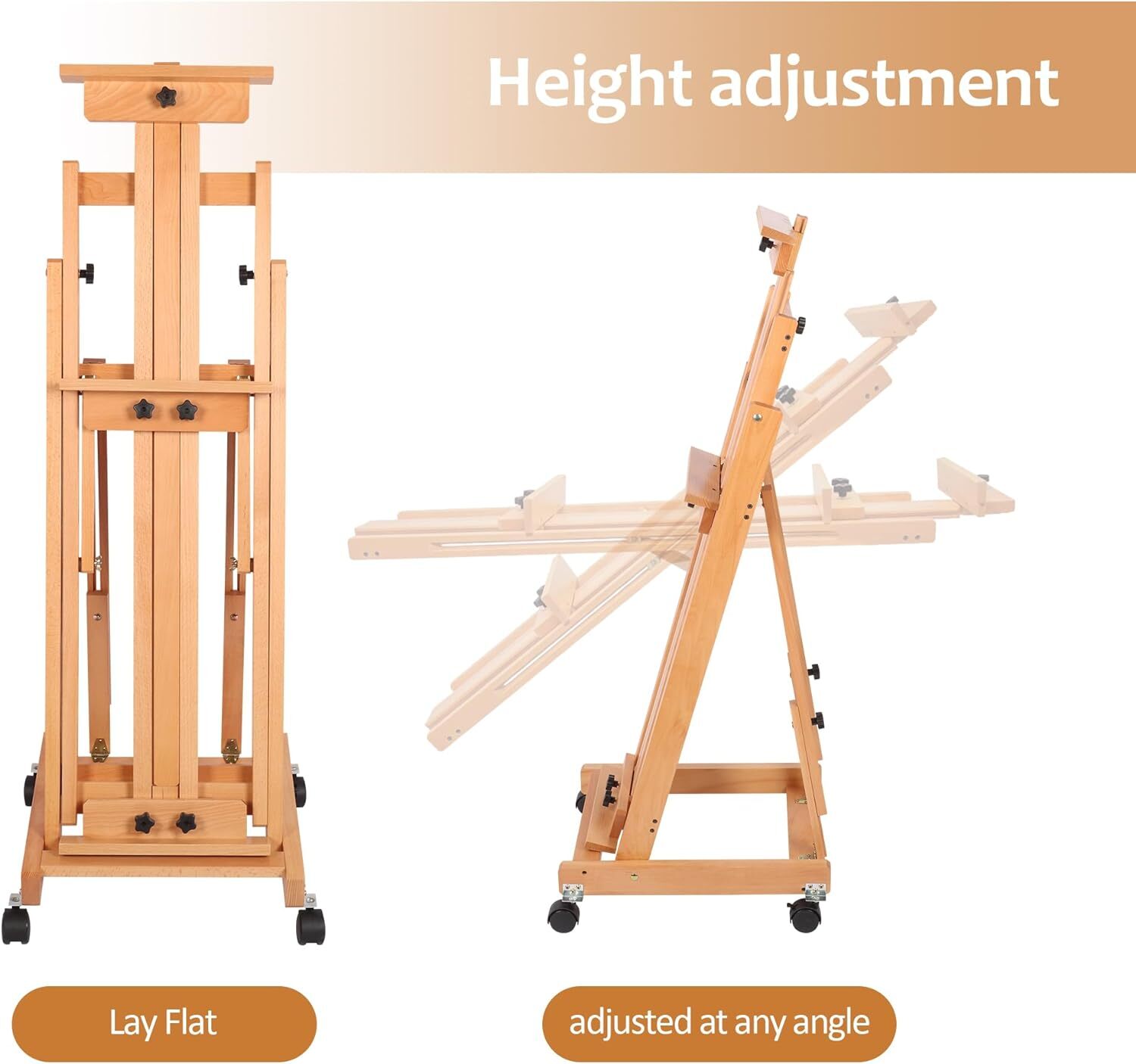 Painters H-Frame Wooden Easel Adjustable Artist Floor Easel Stand Up to 87in