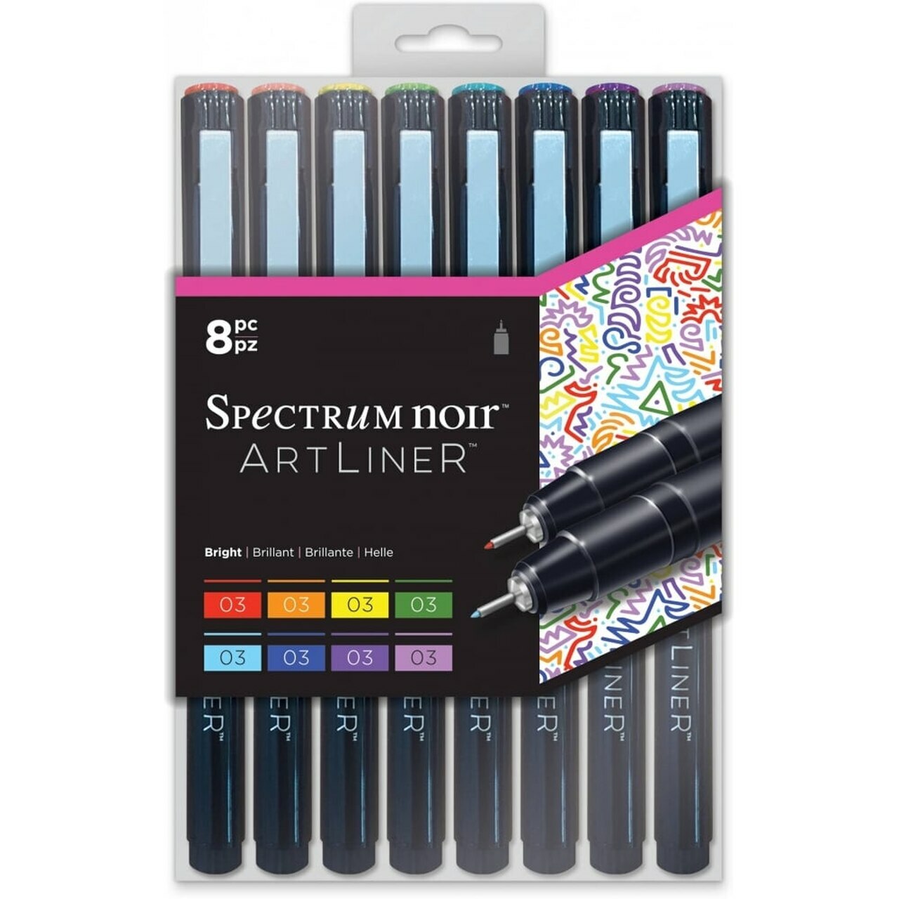 Spectrum Noir Art Liner Bright Brush Tip 8pc New