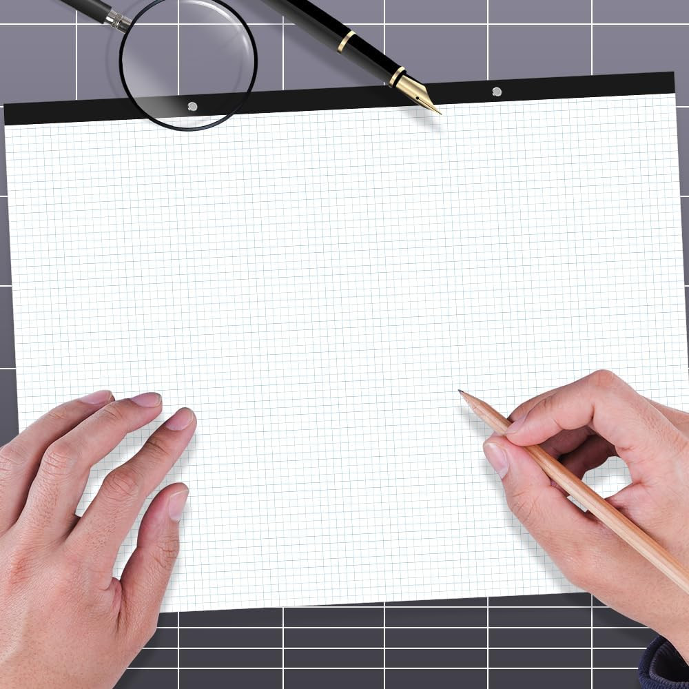 Large Engineering Graph Paper – 22″ X 17″ Grid Paper, 50 Sheets/100 Pages, 4″X4″