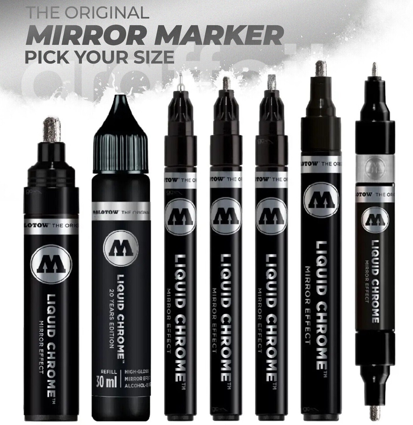 Molotow Liquid Chrome Pen Range – Metallic Silver Mirror Effect Pump Marker