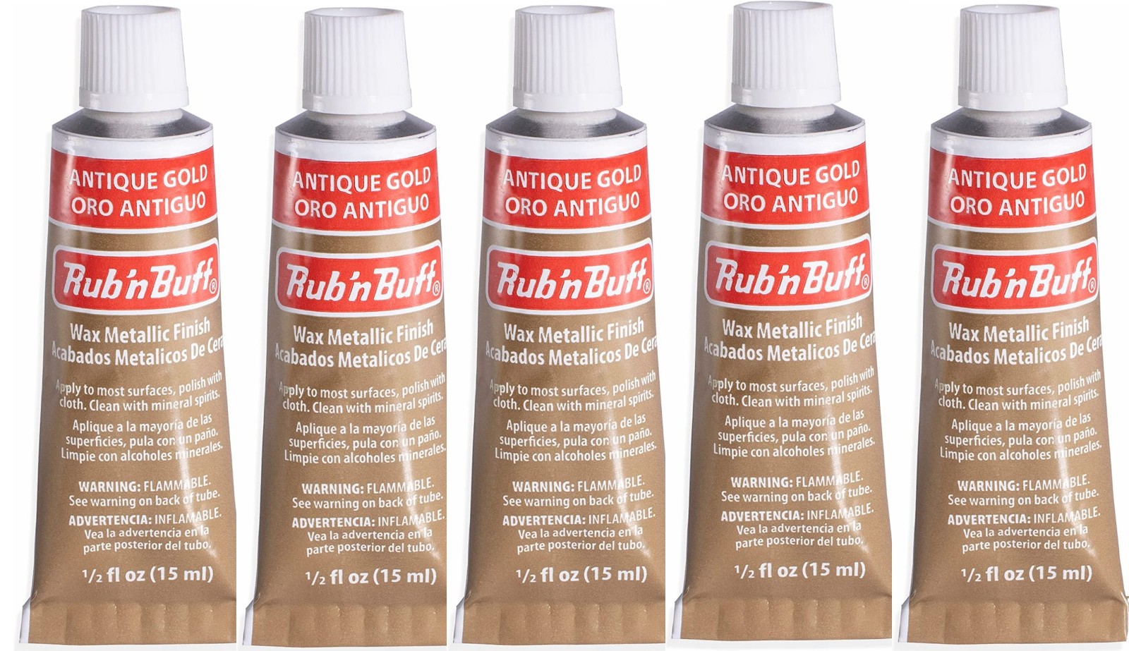 M00122x5 MOREZMORE 5pc Amaco Rub ‘n Buff Antique Gold Wax Metallic Finish