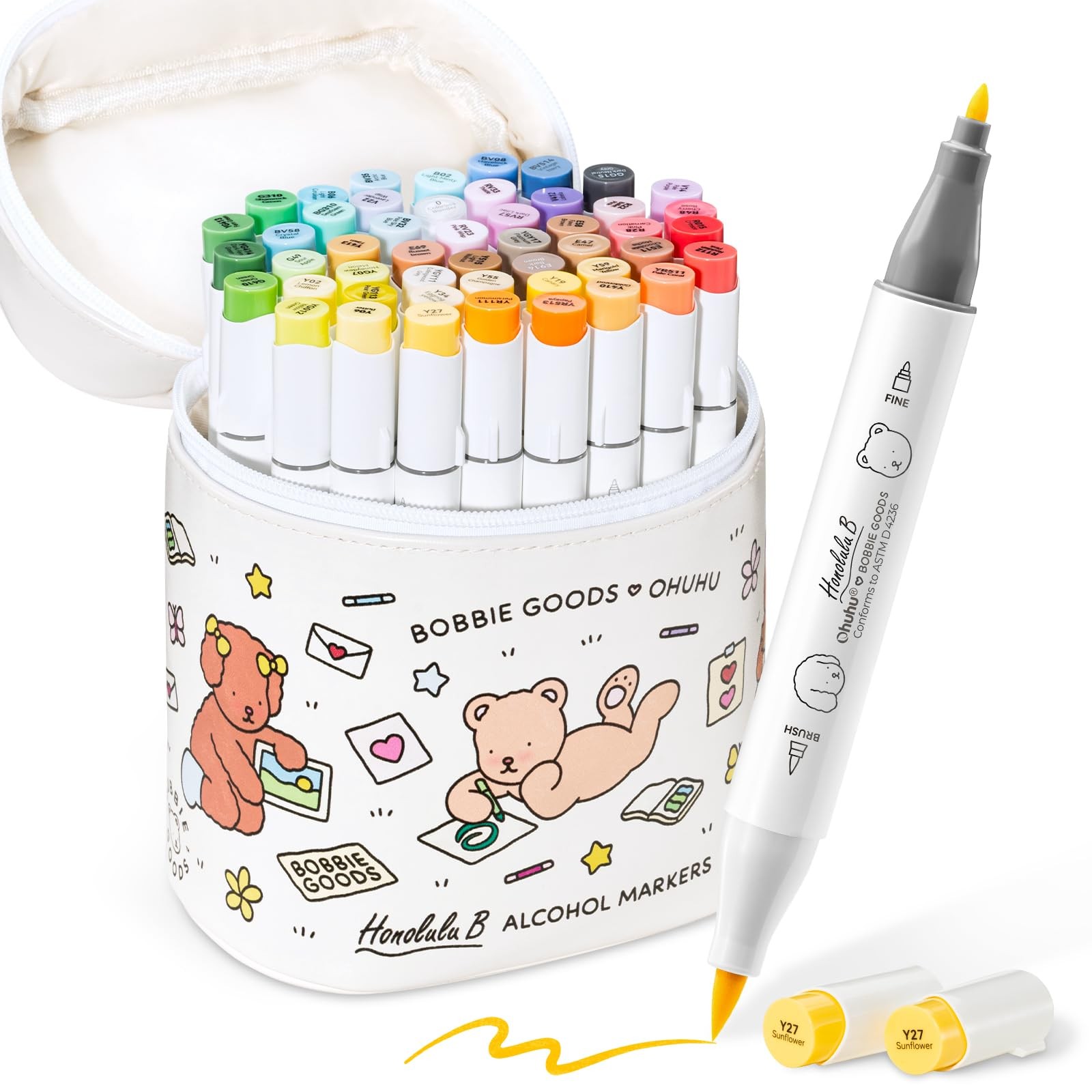 Ohuhu x Bobbie Goods Illustration Markers, Fine Tip, 48 Colors, Honolulu B Serie