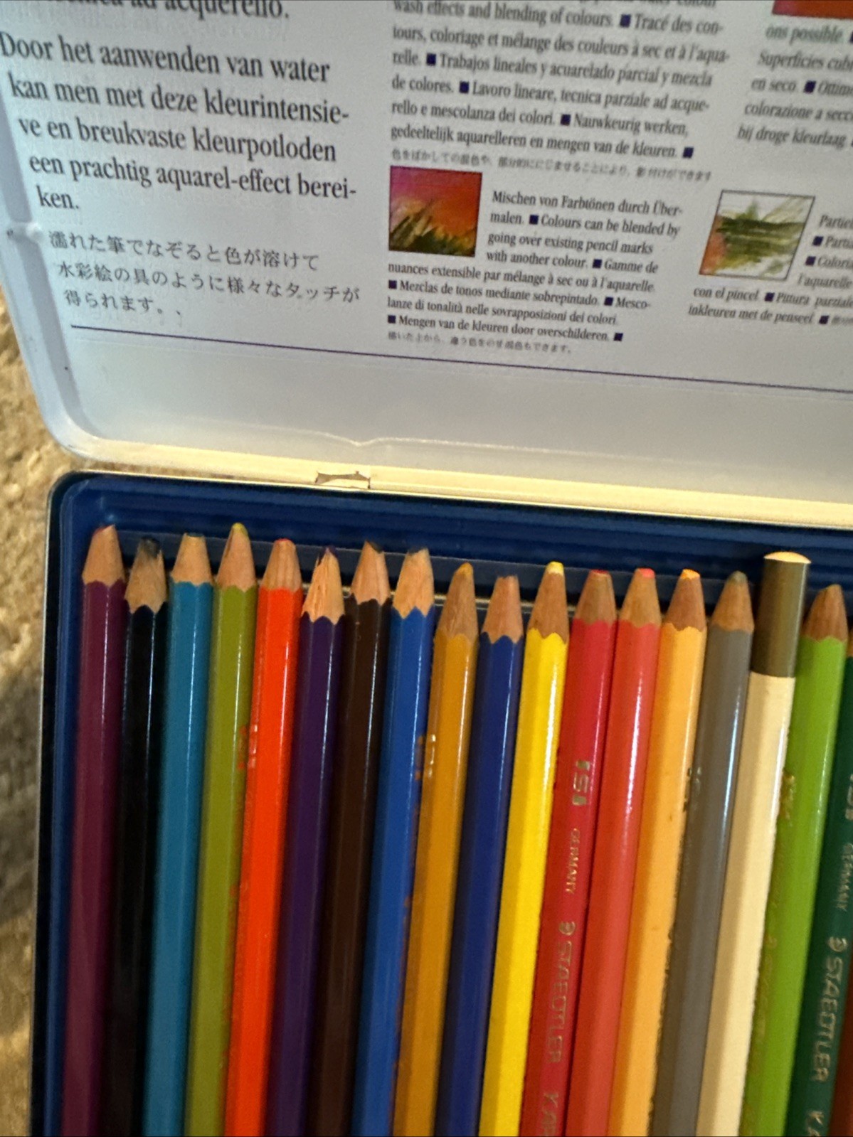 Tin Of Staedtler Watercolor Pencils -set Of 24 – Karat in Germany, Art Materials