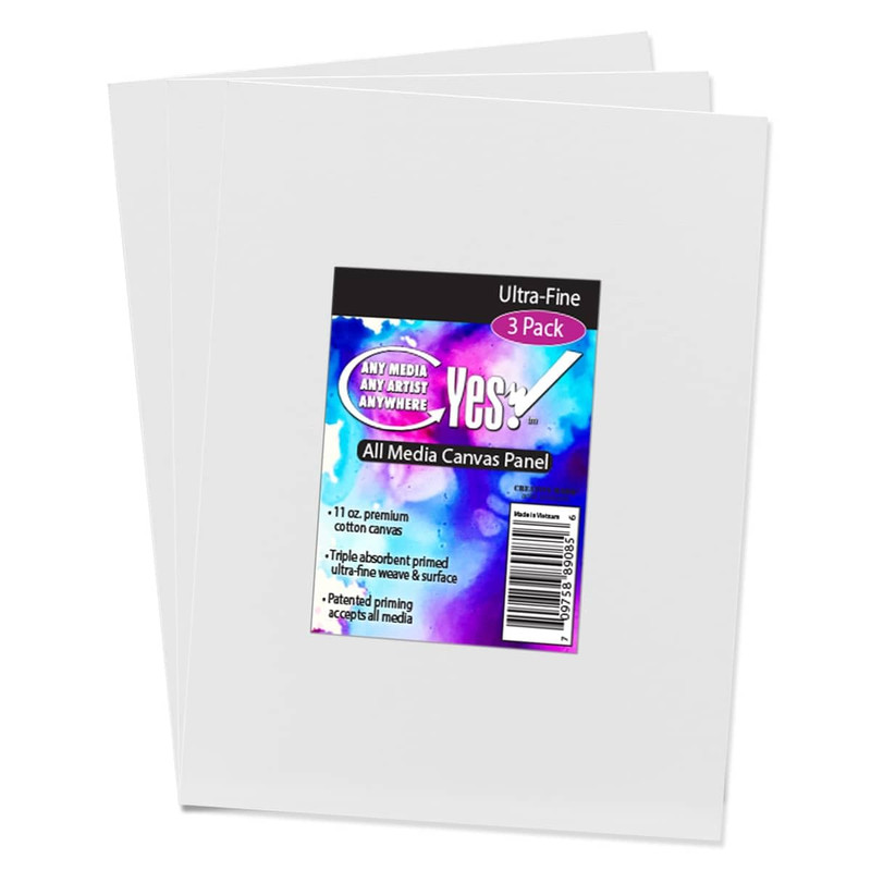 Yes! Canvas Yes All Media Cotton 12X16 Canvas Panels 3 Pack – Professional Wet