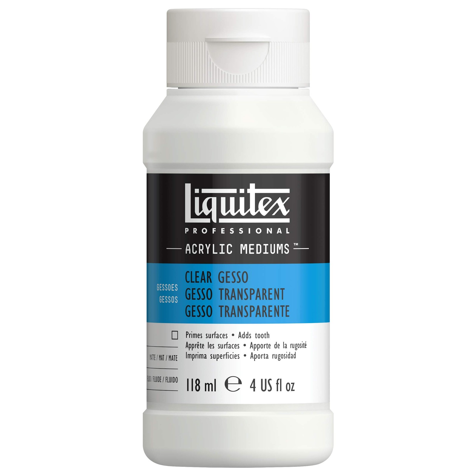 Professional Gesso Surface Prep Medium, 118ml (4-oz), Clear