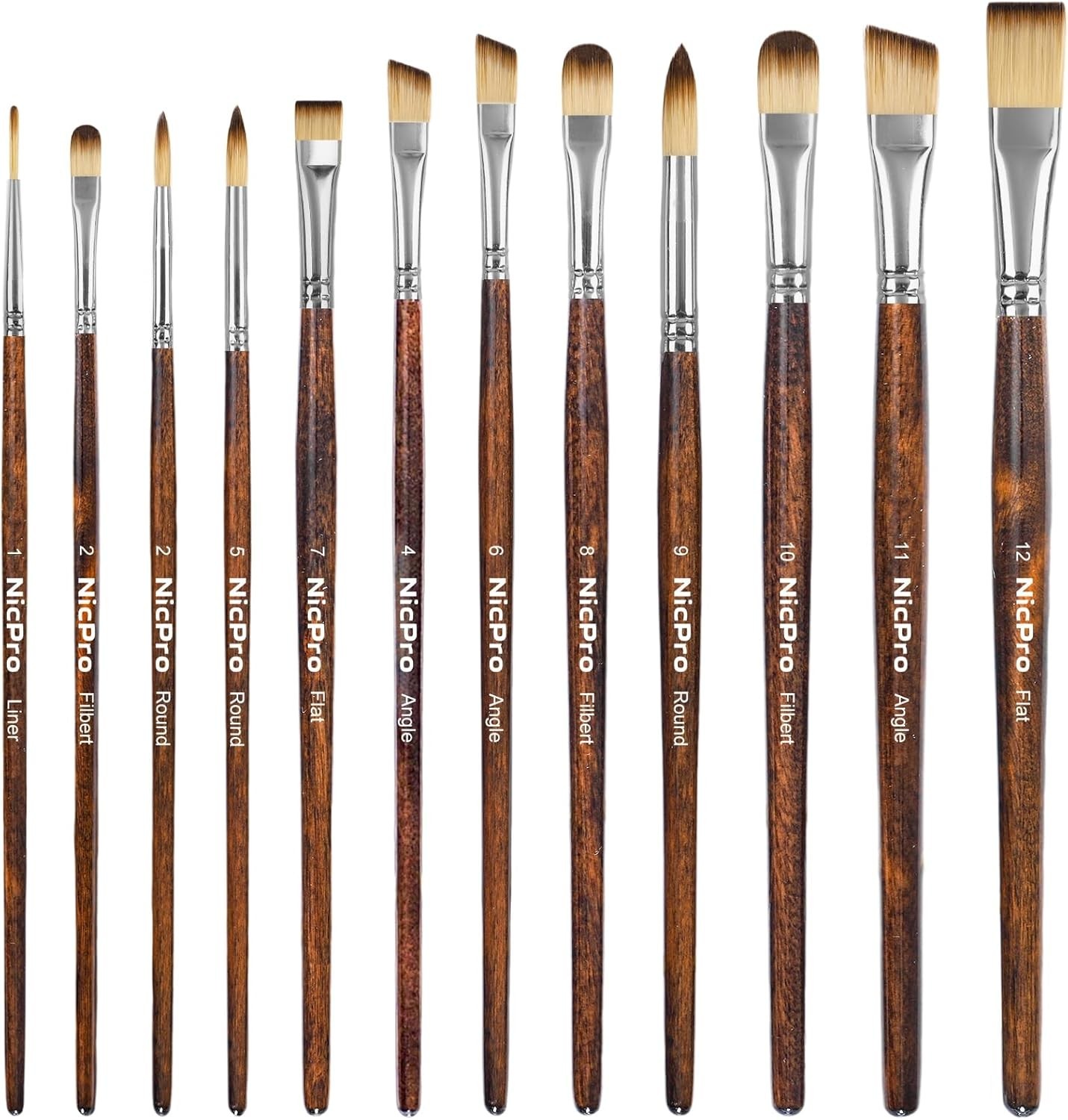 12PCS Artist Paint Brush Set, Craft Paint Brushes for Acrylic Painting, Oil, …