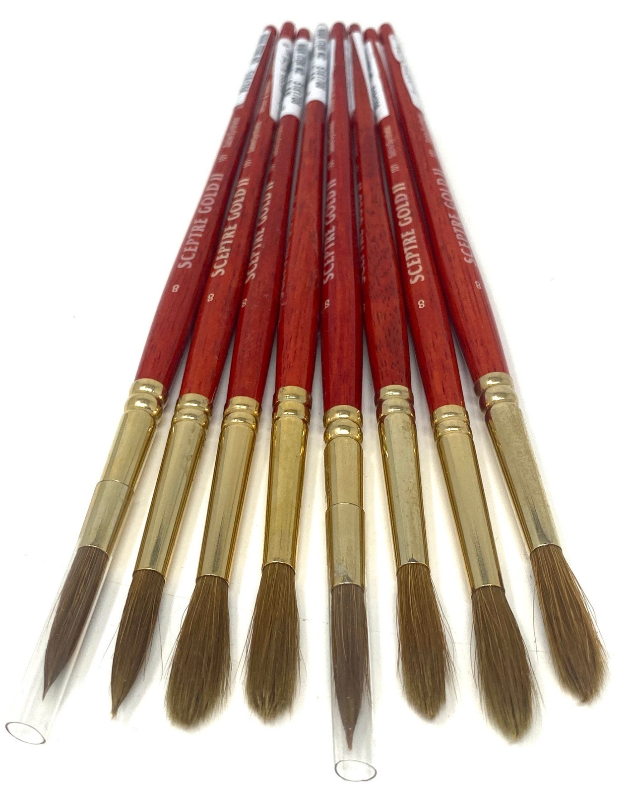 Lot of 8 – Winsor & Newton Sceptre Gold II Brush 101 Series Size 8 Short Handle