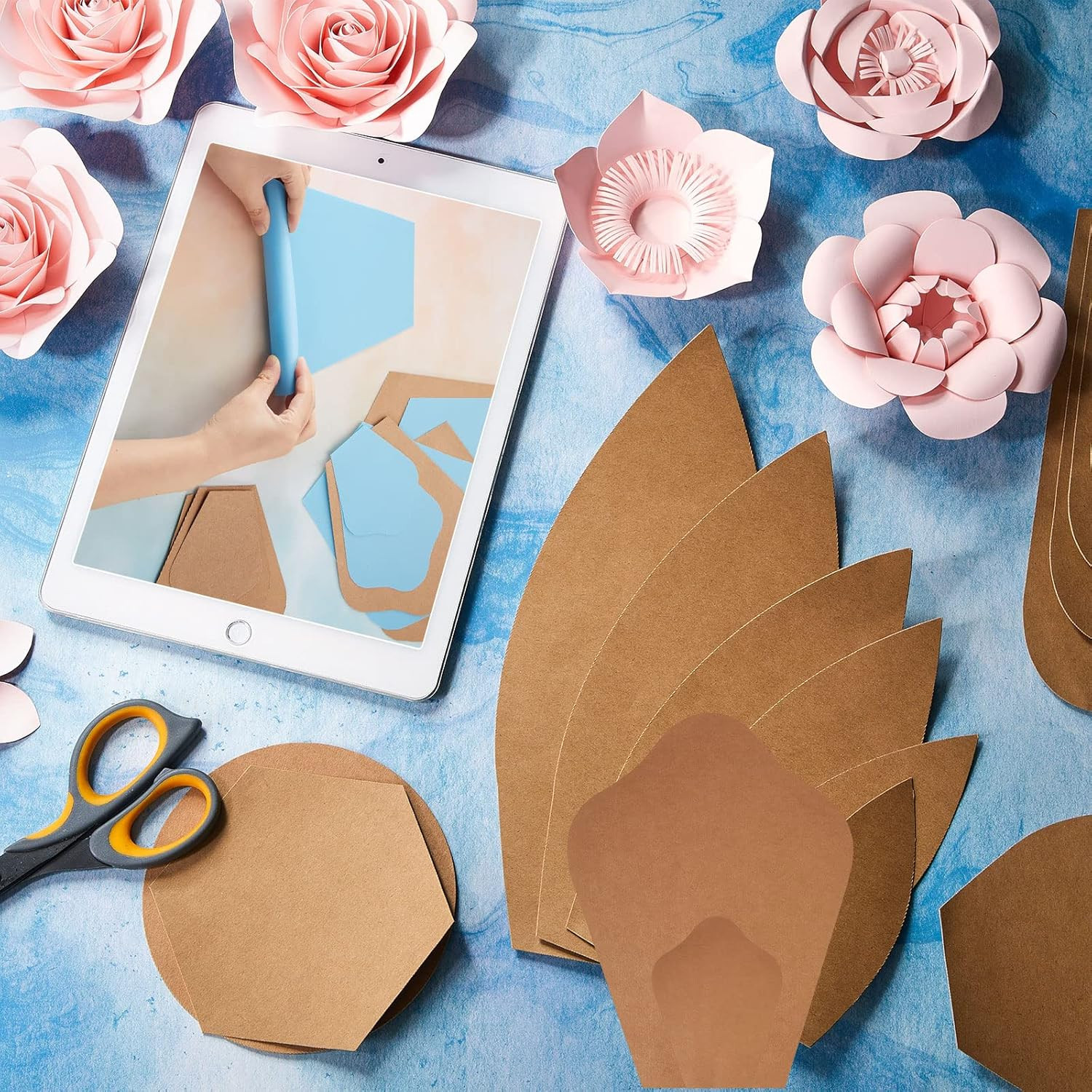 28 Pcs Paper Flowers Template Kit DIY Paper Flower Decorations for Wall Rose Peo