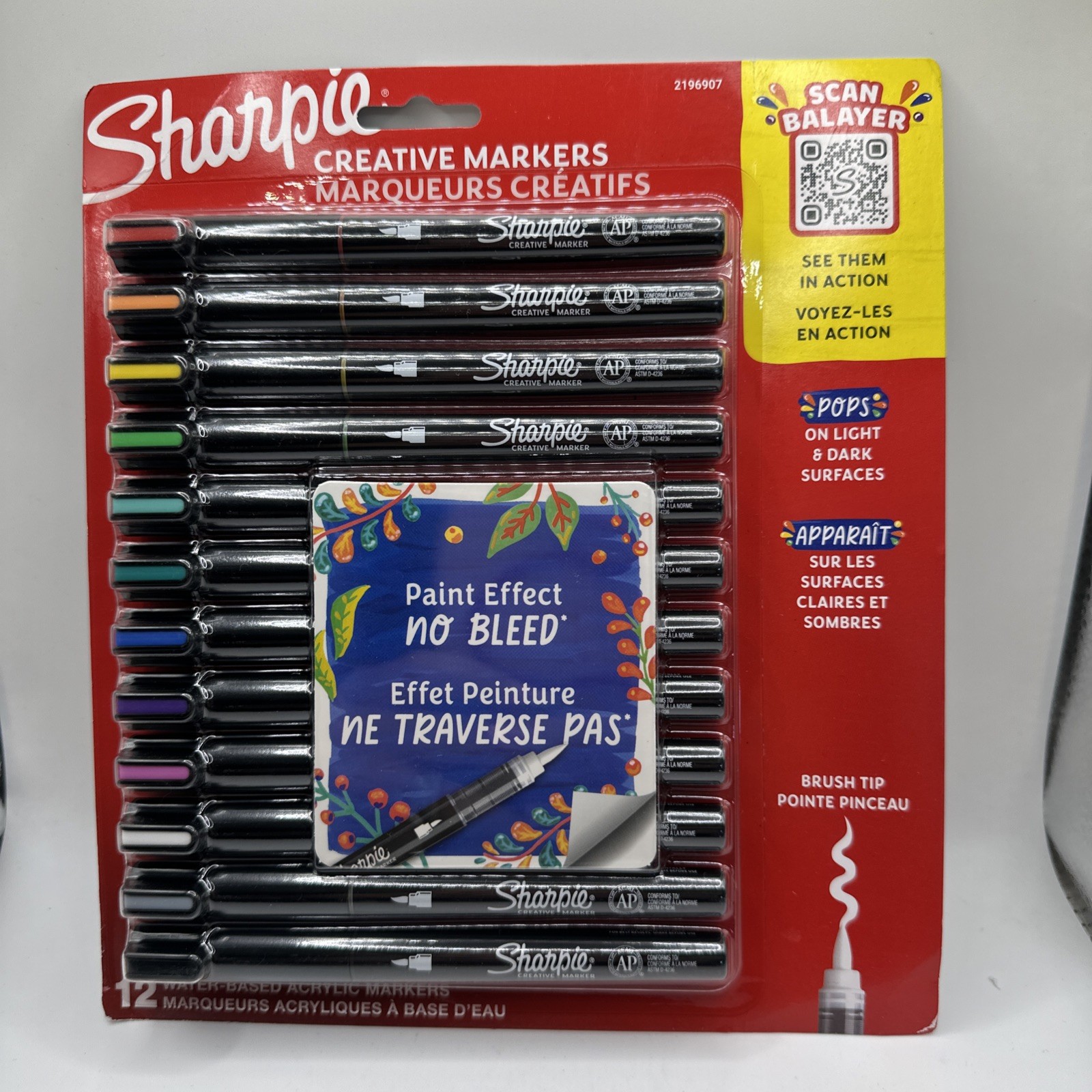 Creative Markers, Water-Based Acrylic, Brush Tip, Assorted Colors, 12 Count –…