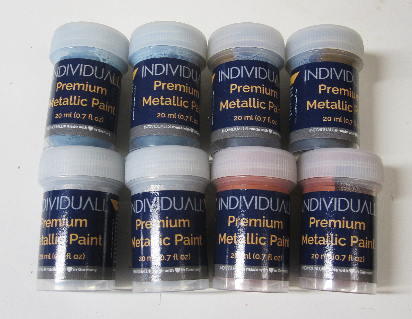 INDIVIDUALL Metallic Acrylic Paint Set – 8-Pack Vivid Colors Made in Germany