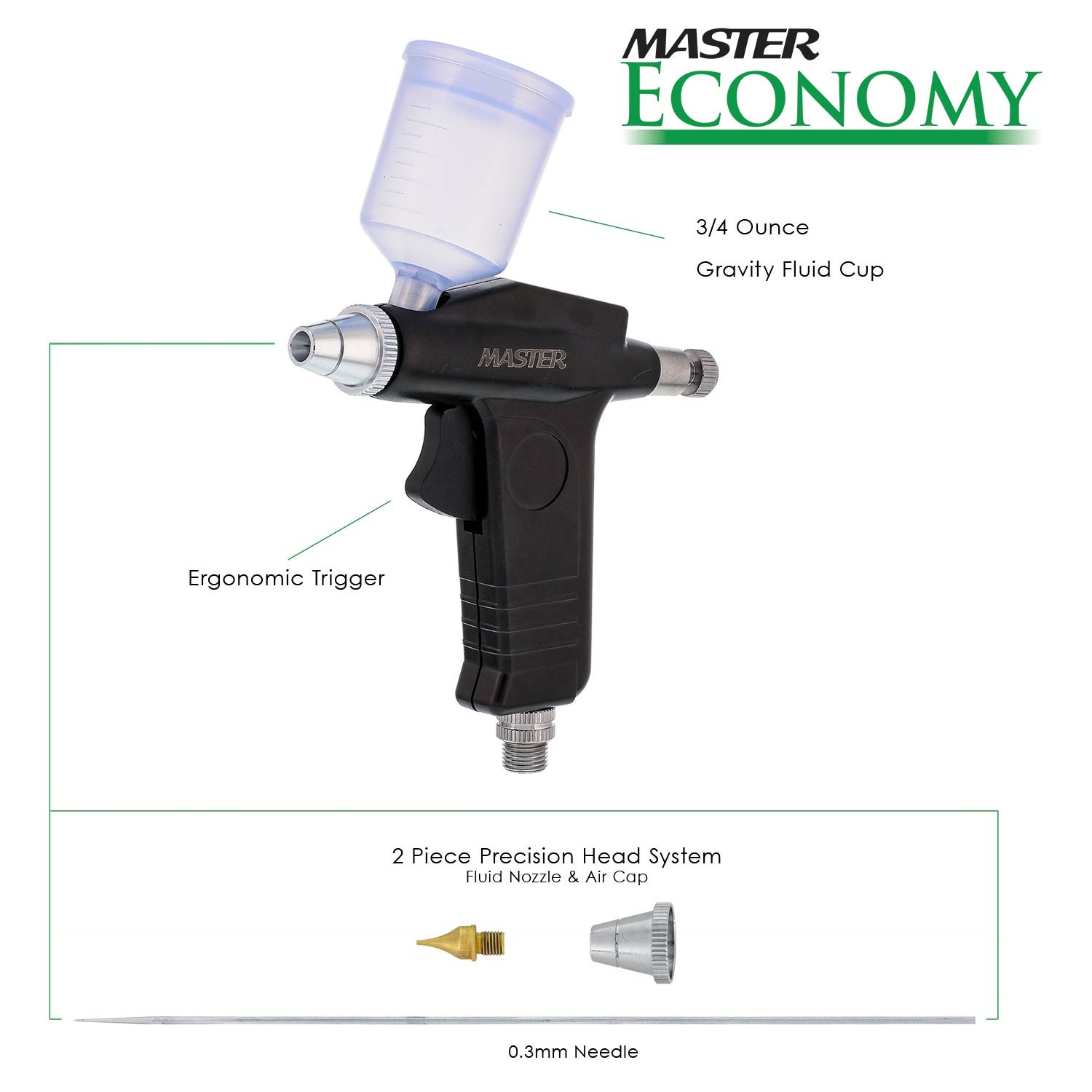 Gravity Feed PISTOL TRIGGER AIRBRUSH Set Kit Spray Gun Hobby Cake Tattoo Tanning