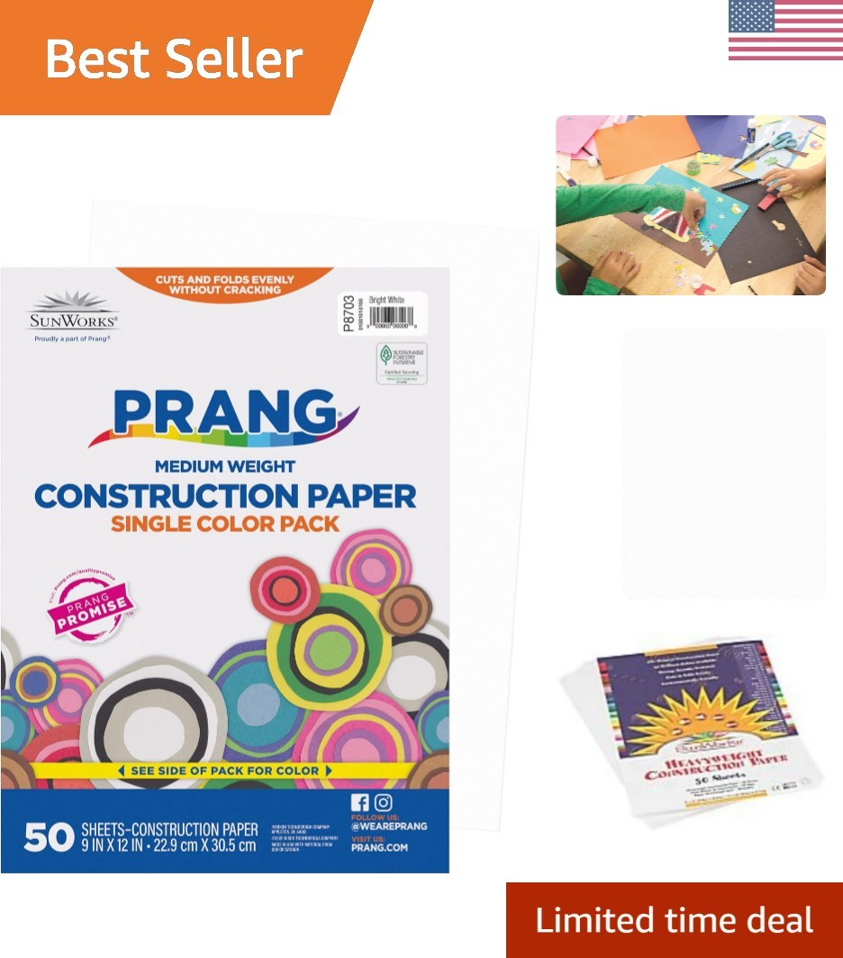Formerly Construction Paper, Bright White, 9″ x 12″, 50 Sheets