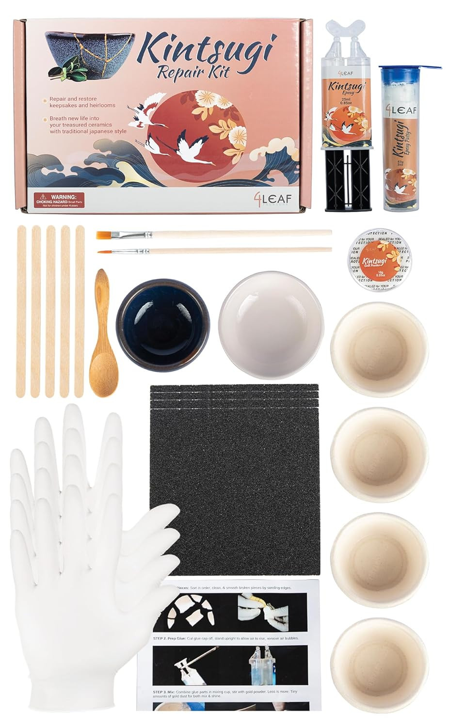 Kintsugi Repair Kit for Ceramics, Kintsugi Japanese Pottery Repair Kit W/Practic