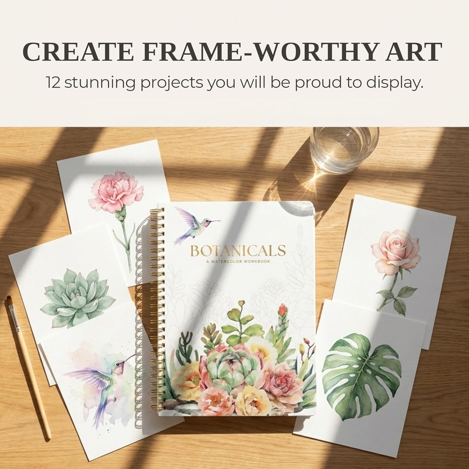 Beginner Watercolor Painting Book 12 Designs Guided Art Activity Workbook