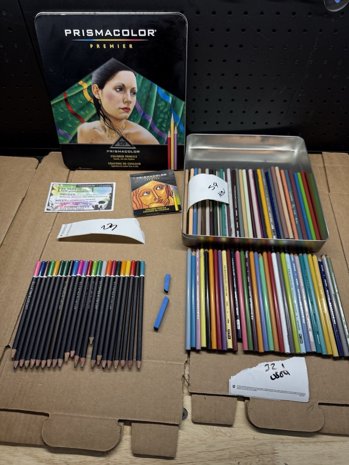 VTG Prismacolor Premier 91 Of 120 Colored Pencils + Extras