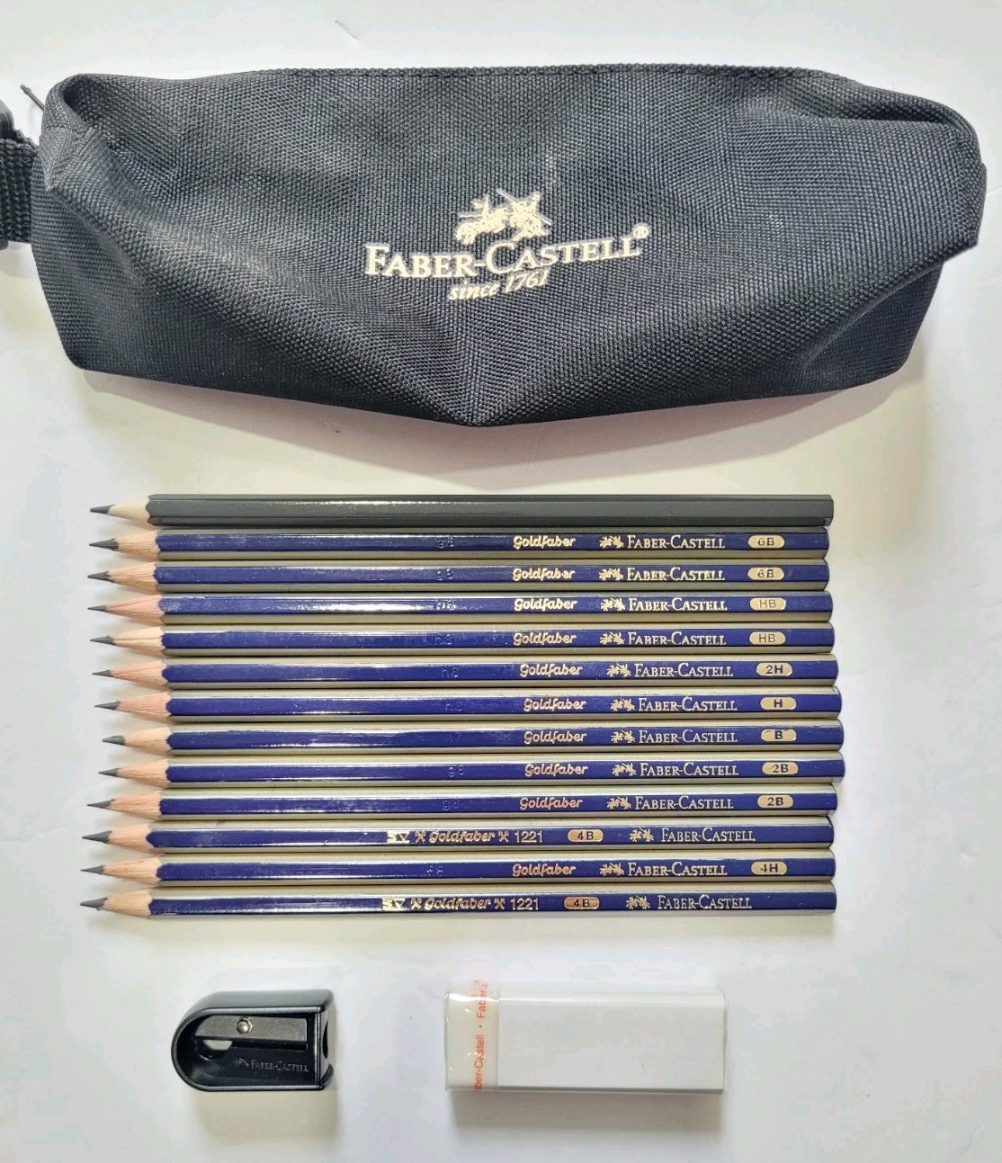 Lot Of 13 Faber Castell Goldfaber Artist Drawing Charcoal Pencils With Case
