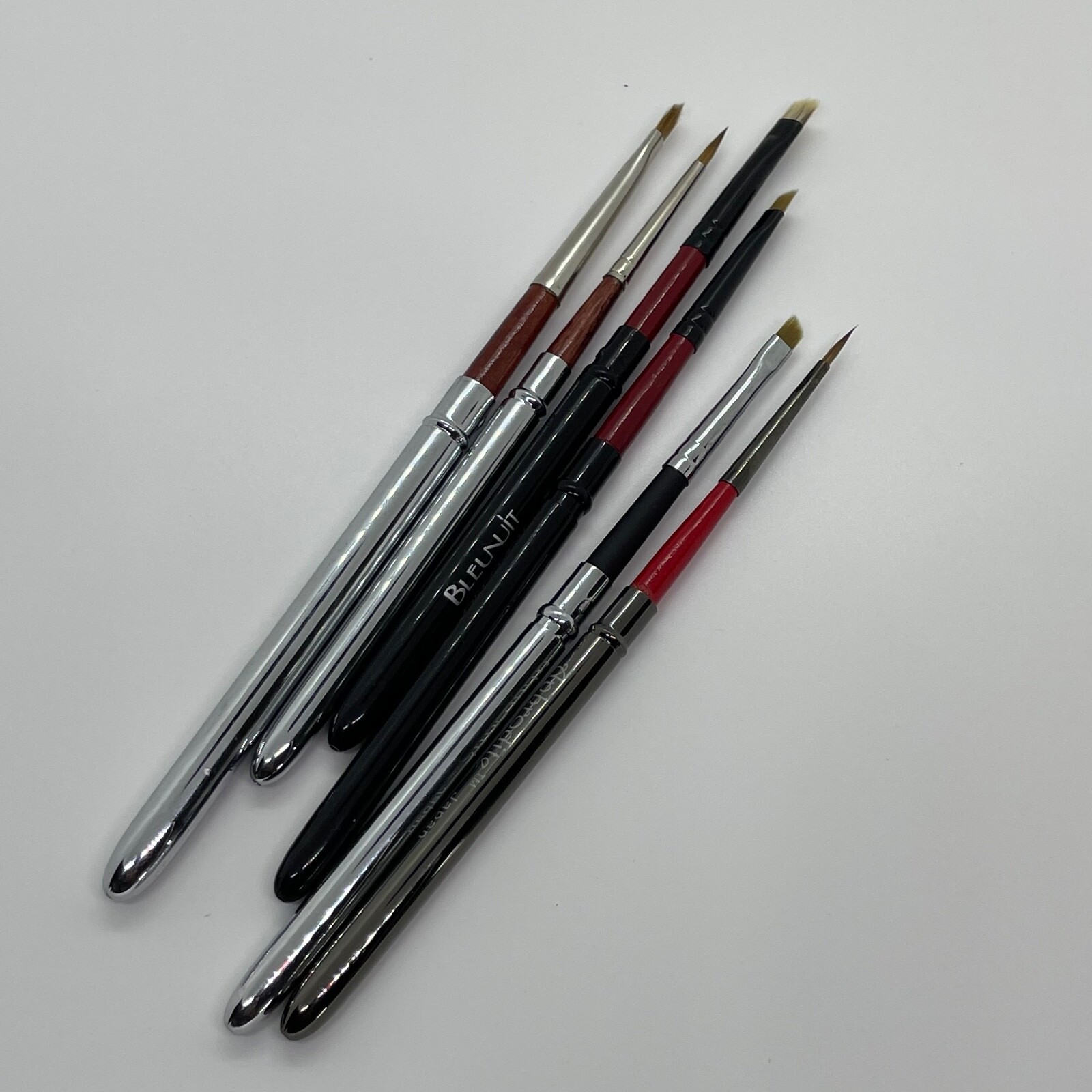 Nail Makeup Art Brush 3Pc Set Top Quality 100% Red Kolinsky Sable Metal Handle
