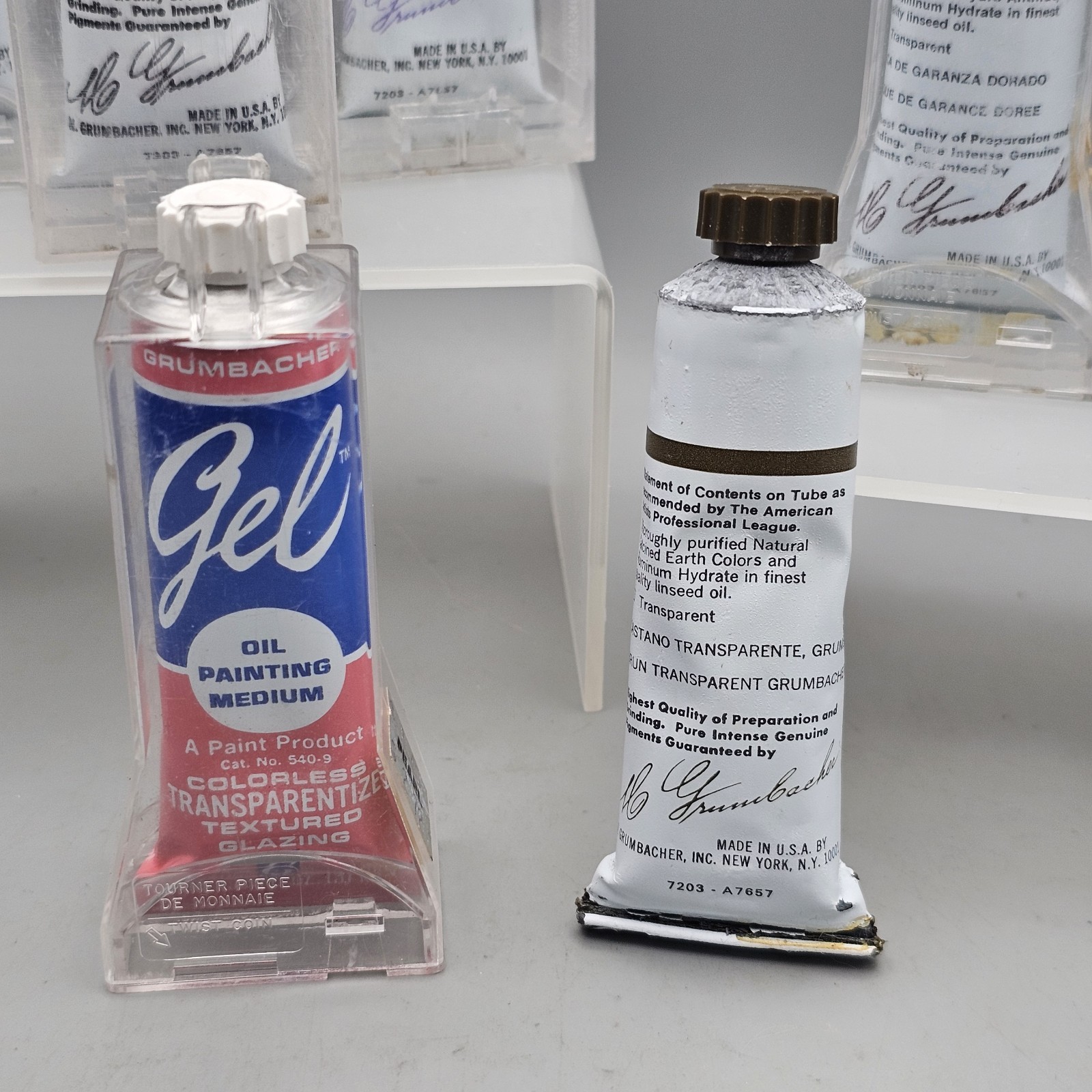 Lot of 6 Grumbacher Finest Artist Oil Color Paints + Gel – See Details